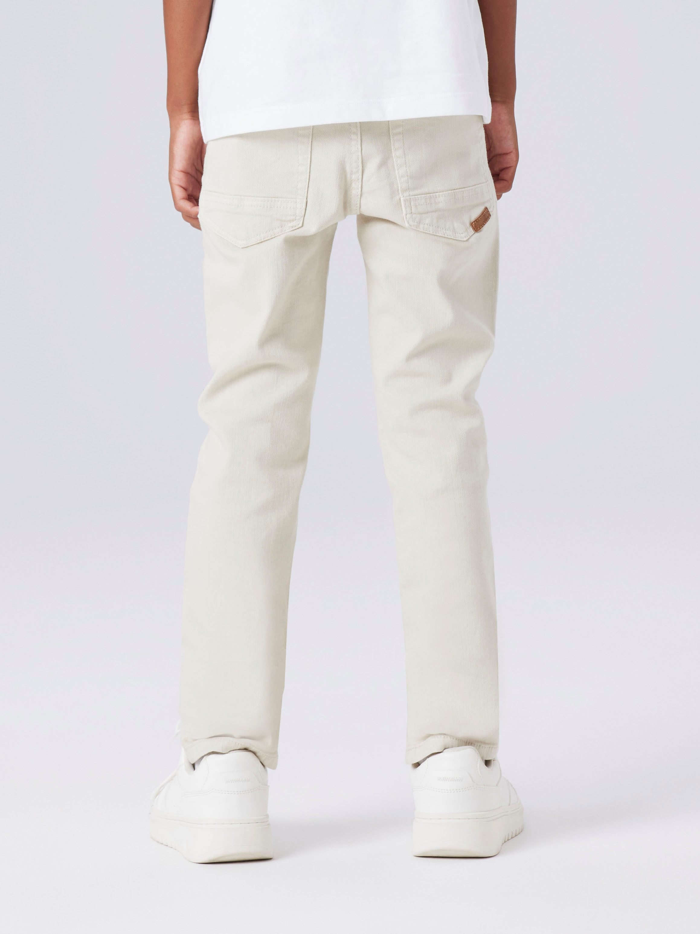 Name It Röhrenhose NKMTHEO für Jungen mit verstellbarem Bund und schmaler Silhouette slim fit, Twill, Reißverschluss, uni