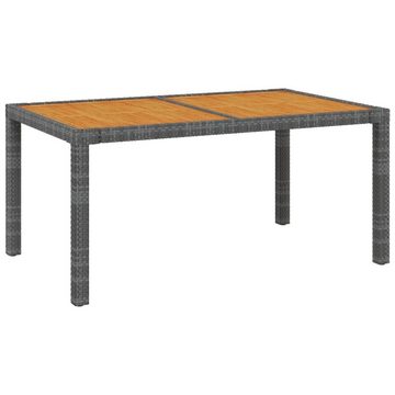 furnicato Gartentisch 150x90x75 cm Poly Rattan und Akazienholz Grau