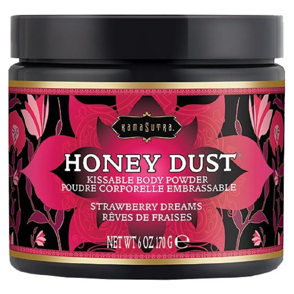 Strawberry mit Dreams, Dust mit Honey KamaSutra Dose 170g, Federpinsel Intimpflege Körperpuder