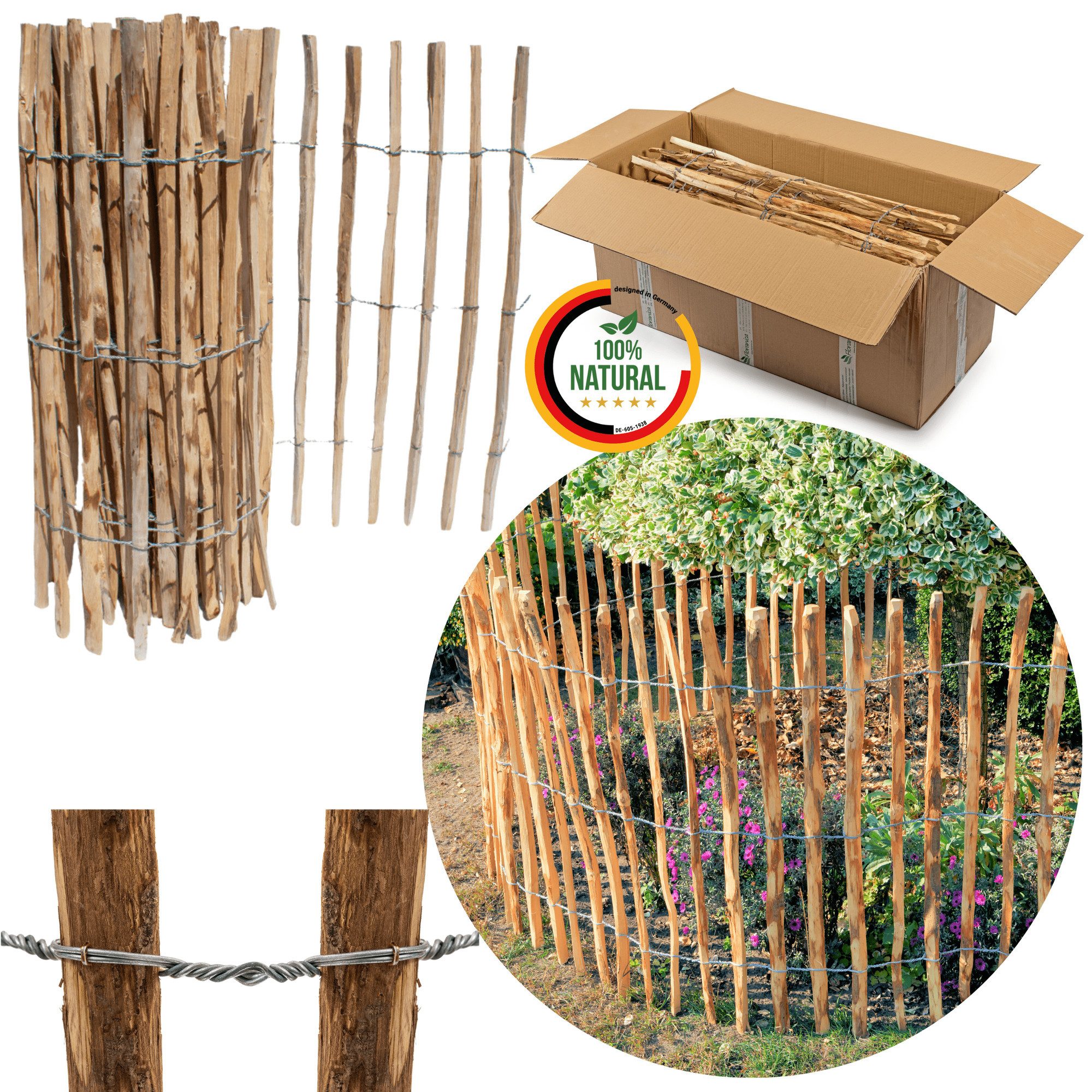 Floranica Staketenzaun Gartenzaun aus Haselnuss oder günstig online kaufen
