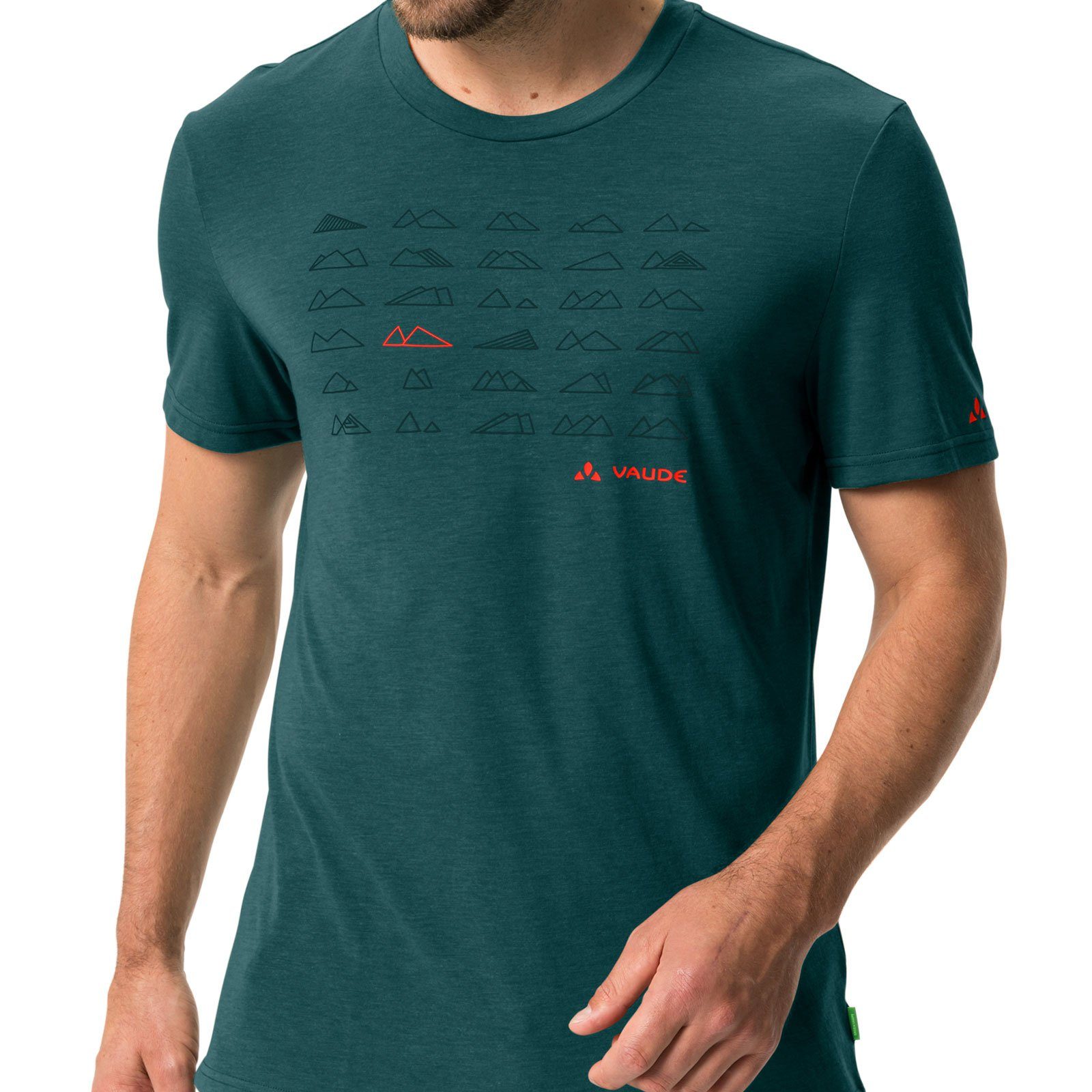 aus 42770-371 25% T-Shirt III zu Holzfasern mallard VAUDE Tekoa T-Shirt green hergestellt