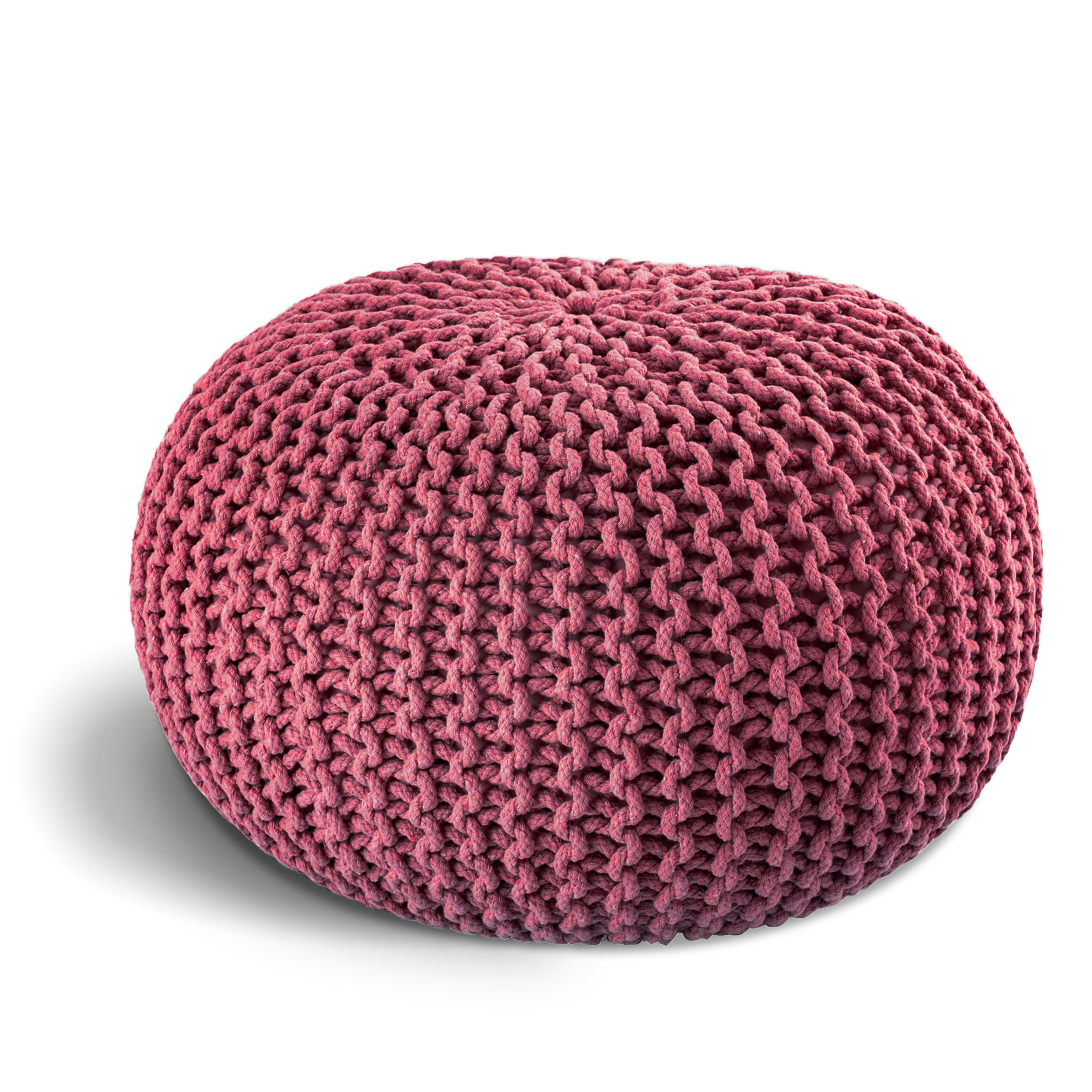 ELYFLAIR Pouf ELYFLAIR® Handgestrickter Pouf aus 100% recyceltem Material, Handgefertigt, 100% recycelte Baumwolle