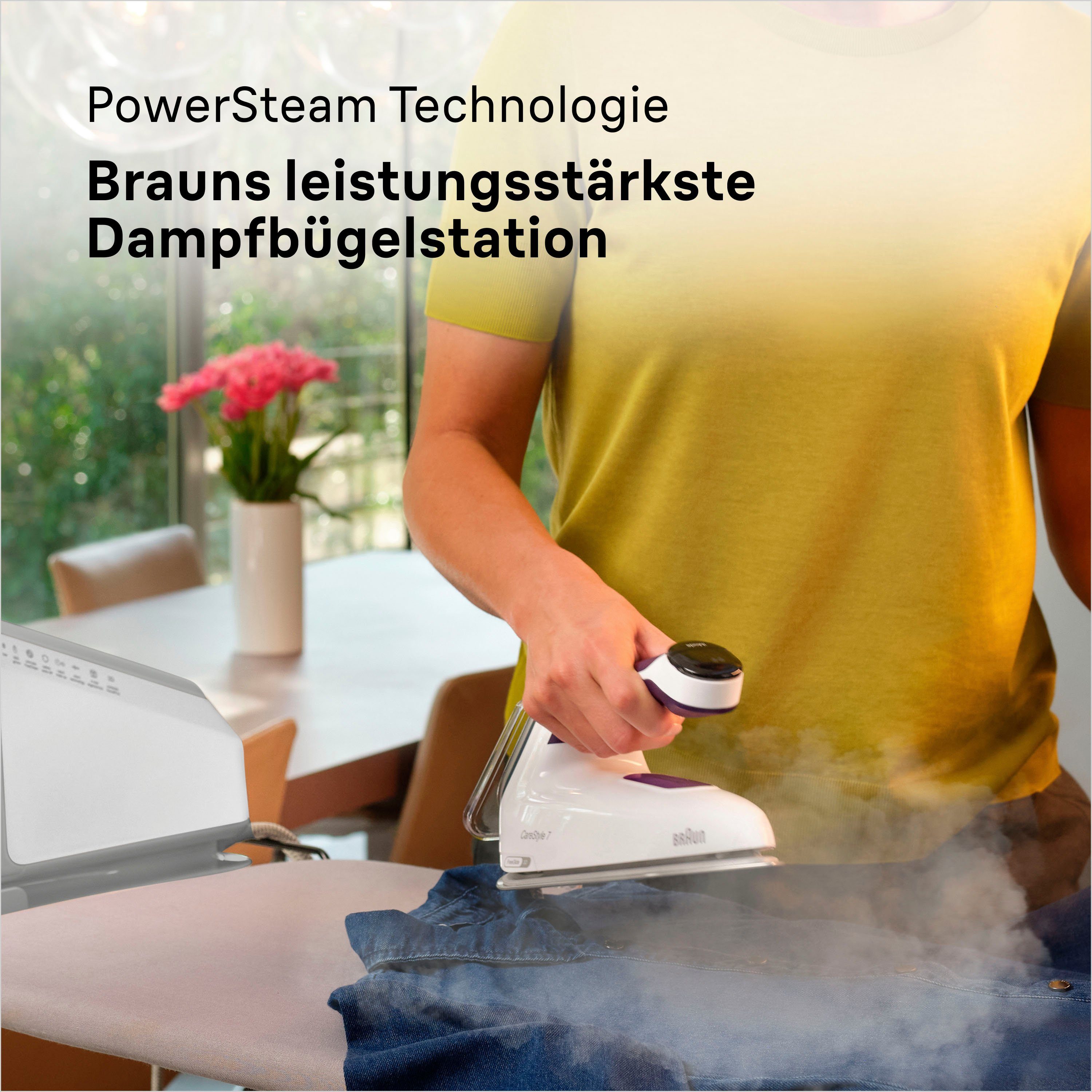 Braun Dampfbügelstation CareStyle 7 IS 7266 VI - 7,5 bar, 550 g Dampfstoß, 2,0 l Wassertank, 2000 ml Wassertank, 160 g Dampfmenge, EloxalPlus Bügelsohle, Ultimate FastClean Entkalkung