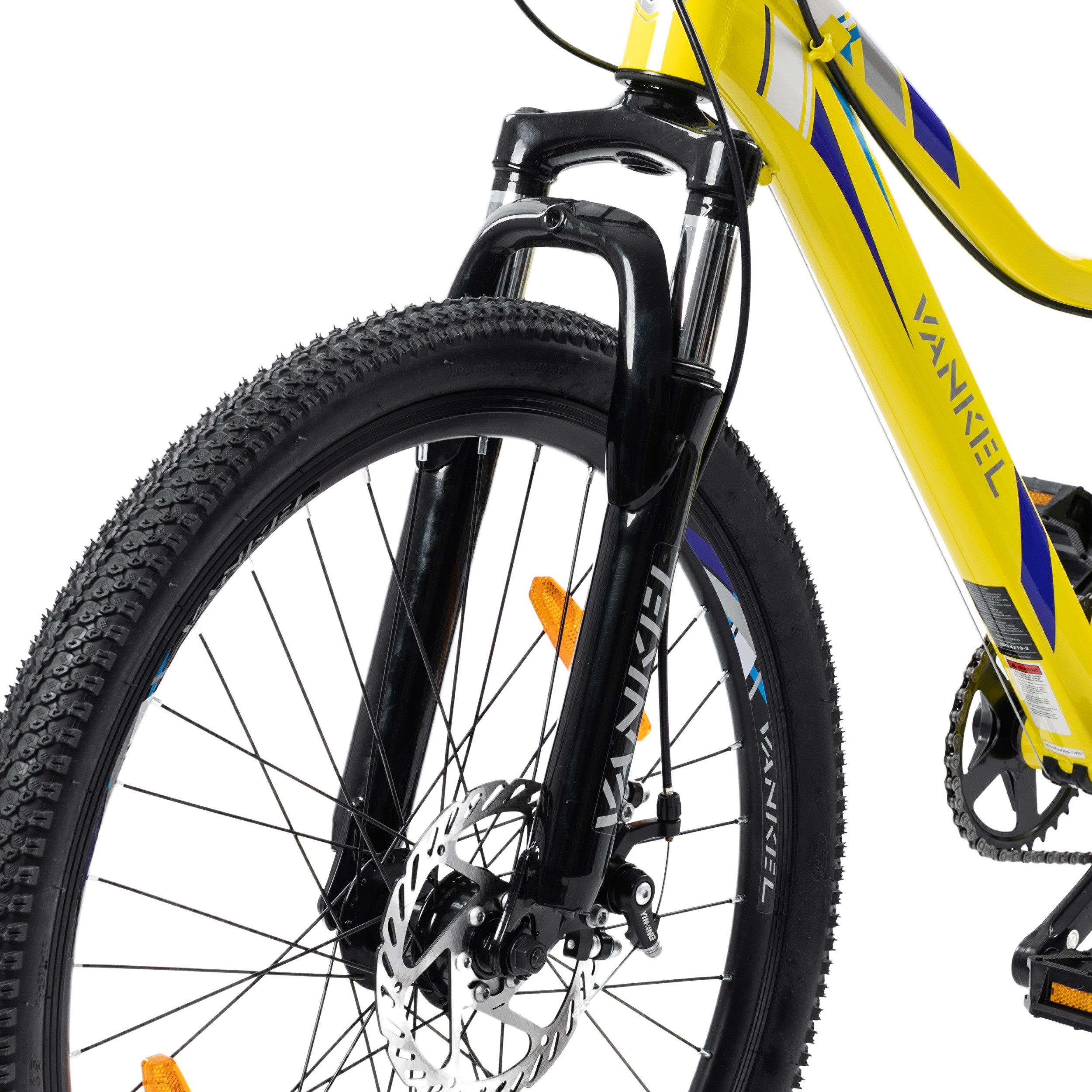 Vankel Mountainbike 24 Zoll, MTB, Jugendrad, 6-Gang, Scheibenbremsen, Federgabel, 6 Gang RD-V4006-M Schaltwerk, Kettenschaltung, Drehgriff, Kinder, Freizeit, Schule, Ständer, sportlich
