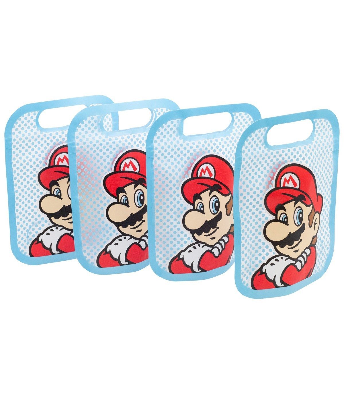 Super Mario Brottasche 4 Stück Snackbeutel mit Zip Verschluss für Obst Kekse und Snacks, (Spar-Set, 4-tlg)