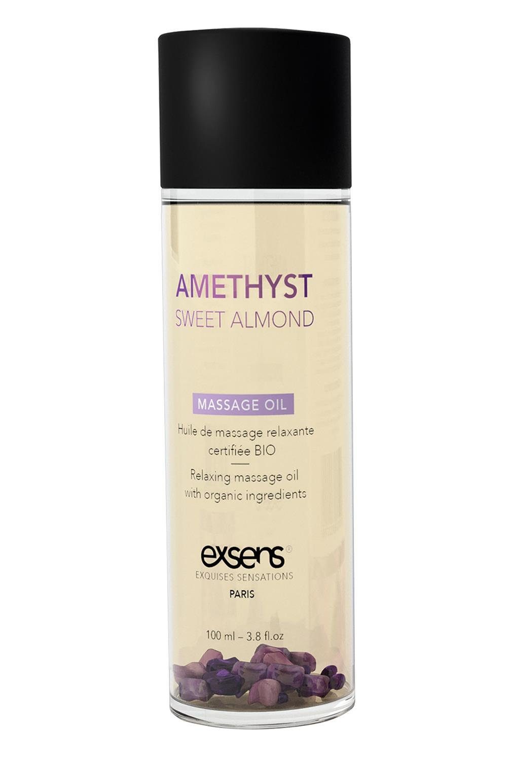 Exsens Gleit- & Massageöl Exsens Organic Massage Oil Amethyst Sweet Almond 100ml, Fließt leicht auf der Haut