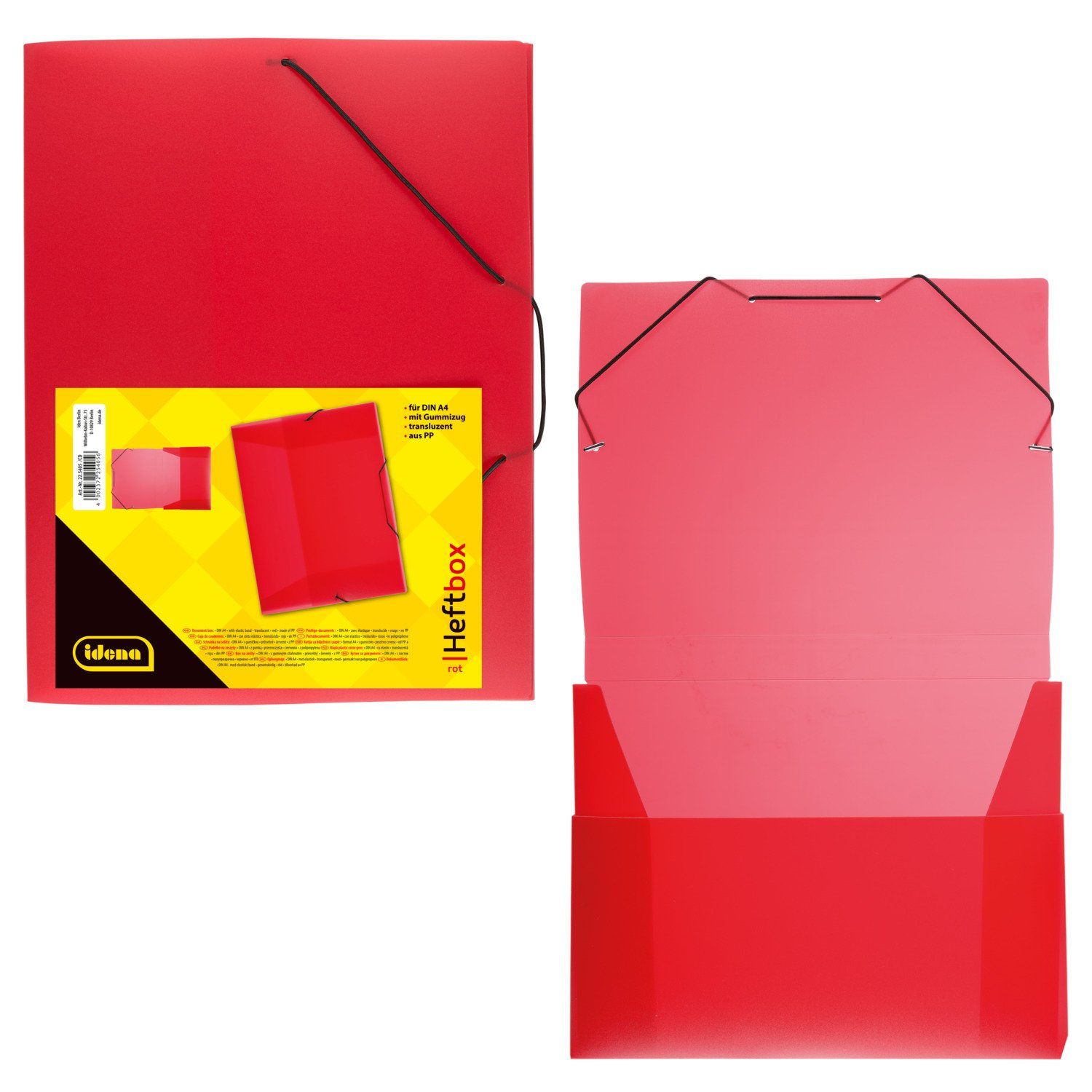Hefter Idena 225405 - Heftbox für DIN A4 mit Gummizug, aus PP, Füllhöhe 3,5