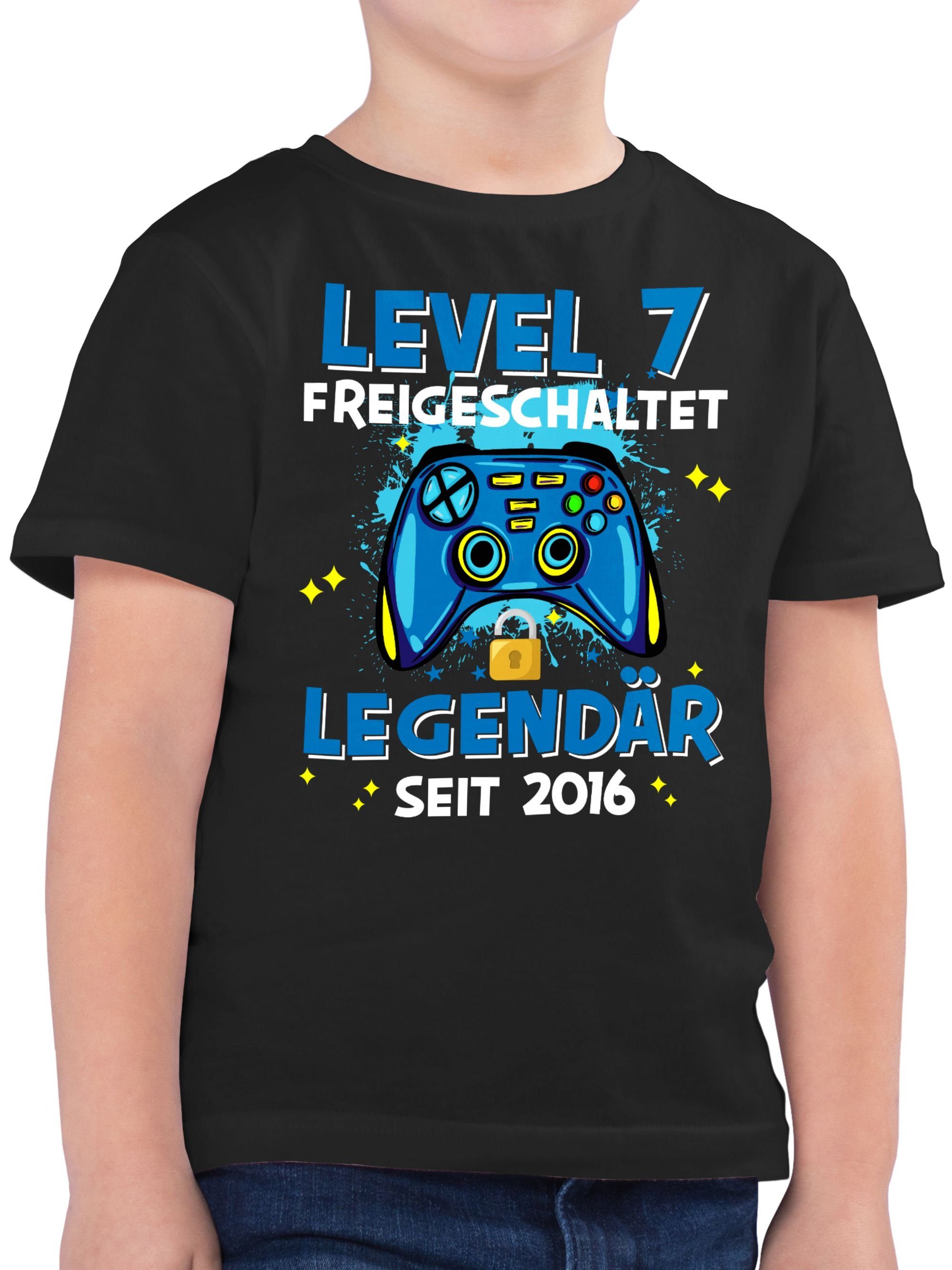 Shirtracer T-Shirt Level 7 freigeschaltet Legendär seit 2016 7. Geburtstag 02 Schwarz