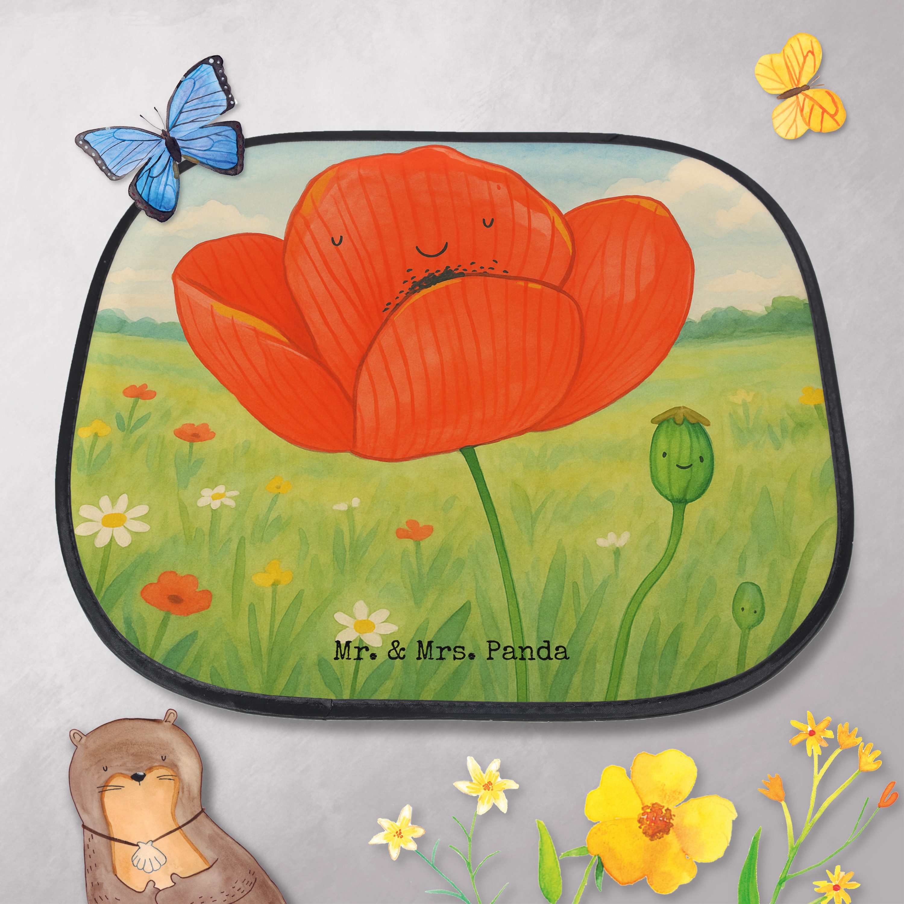 Mr. & Mrs. Panda Sonnenschutz Blume Mohnblume Design, Sonnenschutz Fürs Auto, Weiß, Sonnenblende Au, Seidenmatt, fenster sonnenschutz auto pkw sonnenschutz Naturliebe