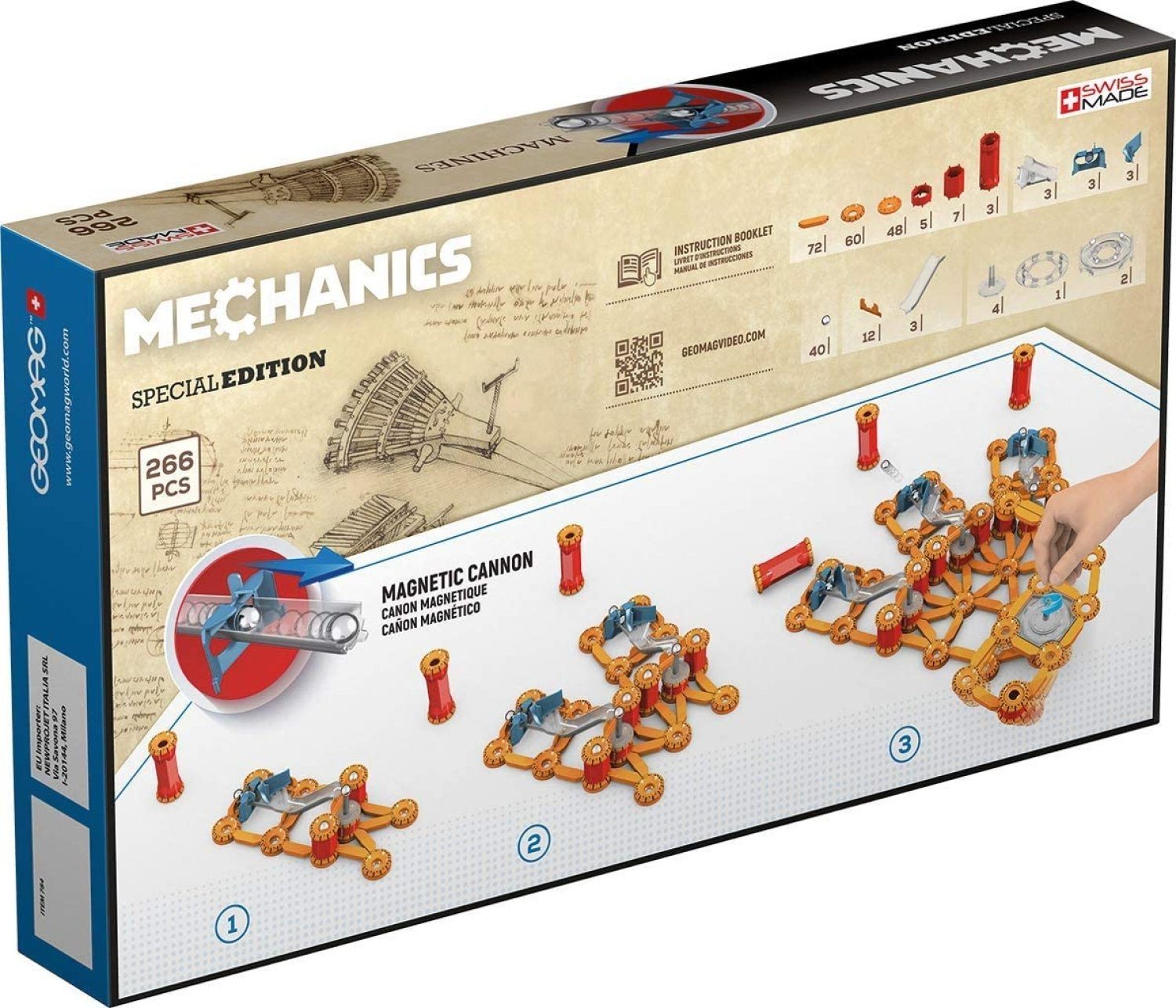 Geomag™ GEOMAG SPECIALEDITION - Mehrfachkanone - Leonardo Da Vinci -Murmelbah Magnetspielbausteine, (Packung, 266 St., Bausteine)