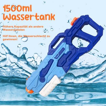 UISEBRT Wasserpistole Kinder Wasserspritzpistole mit 1,5L Wassertank (2-tlg)