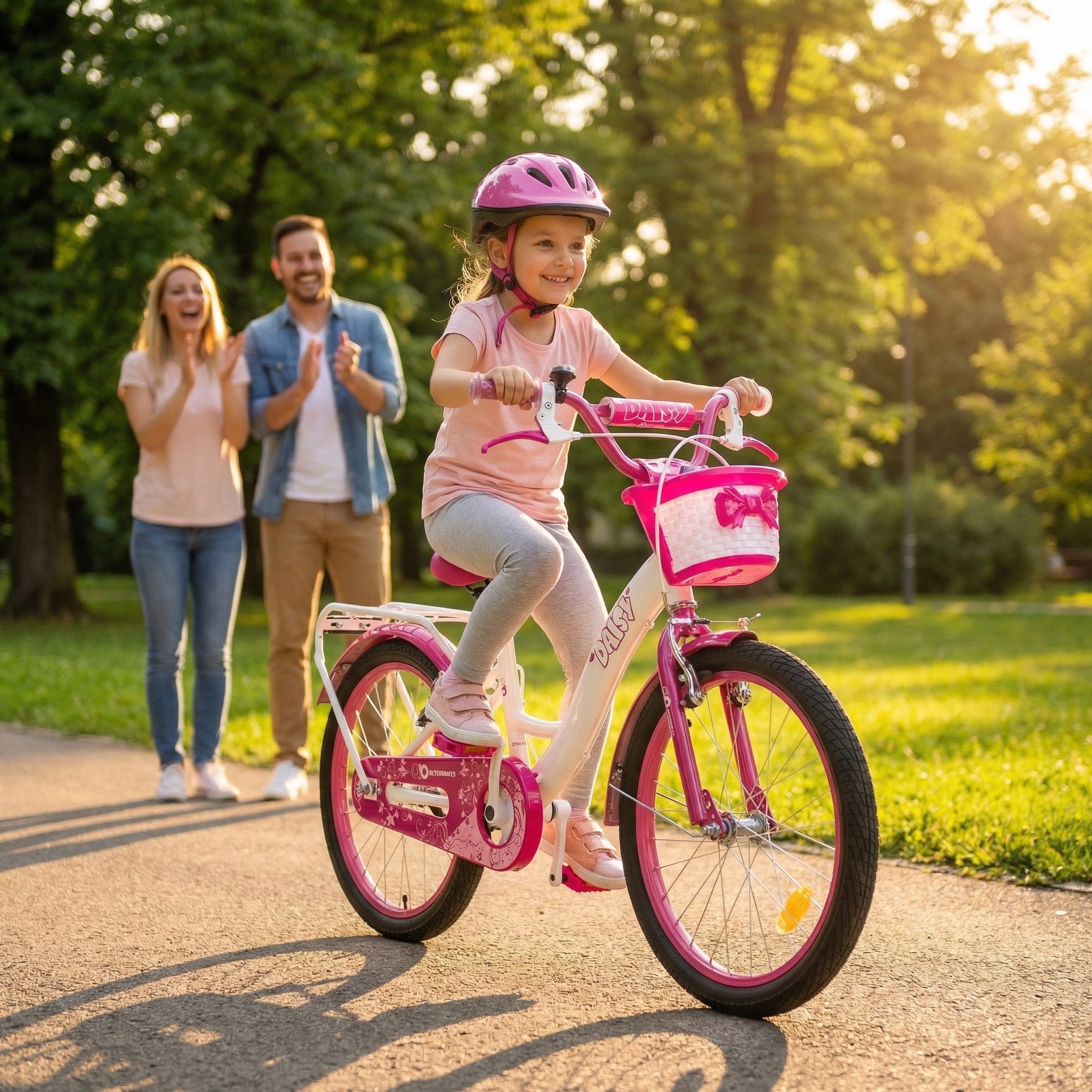 Actionbikes Motors Kinderfahrrad Daisy Fahrrad für Mädchen inkl. Trinkflasche und Korb, 1 Gang, (Kinderfahrrad ab 3 Jahre, Fahrrad Kinder, Kinderfahrrad 20 Zoll)