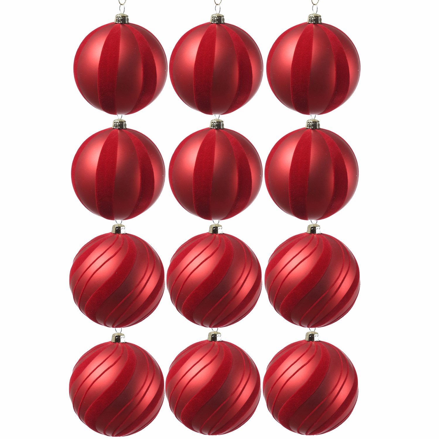 MARELIDA Weihnachtsbaumkugel Christbaumkugeln mit Samtstreifen Weihnachtskugeln bruchfest 8cm 12St. (12 St)