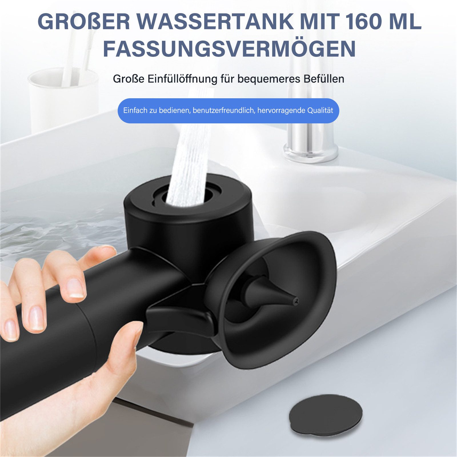 MOPUEA Elektrischer Ohrenreiniger Elektrischer Ohrenschmalz 5 Spülmodi IPX6 wasserdicht 2 Ersatzspitzen