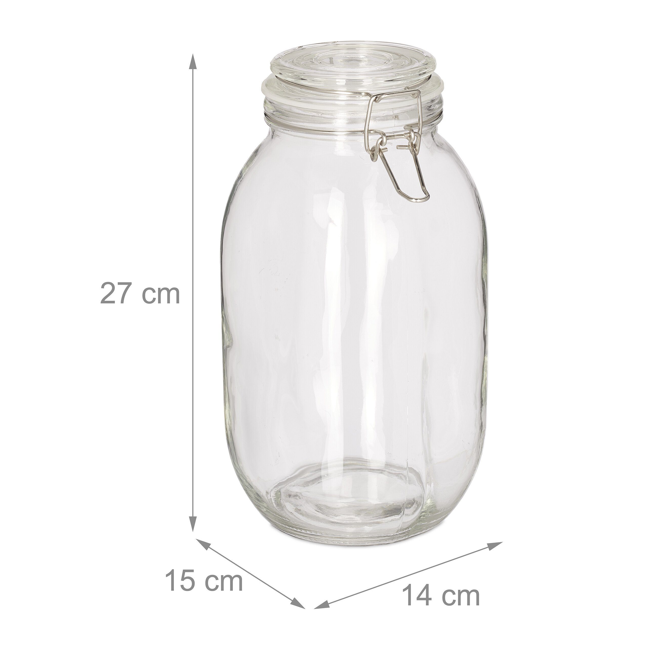 relaxdays Einmachglas 3000 ml Einmachgläser Glas im 6er Set