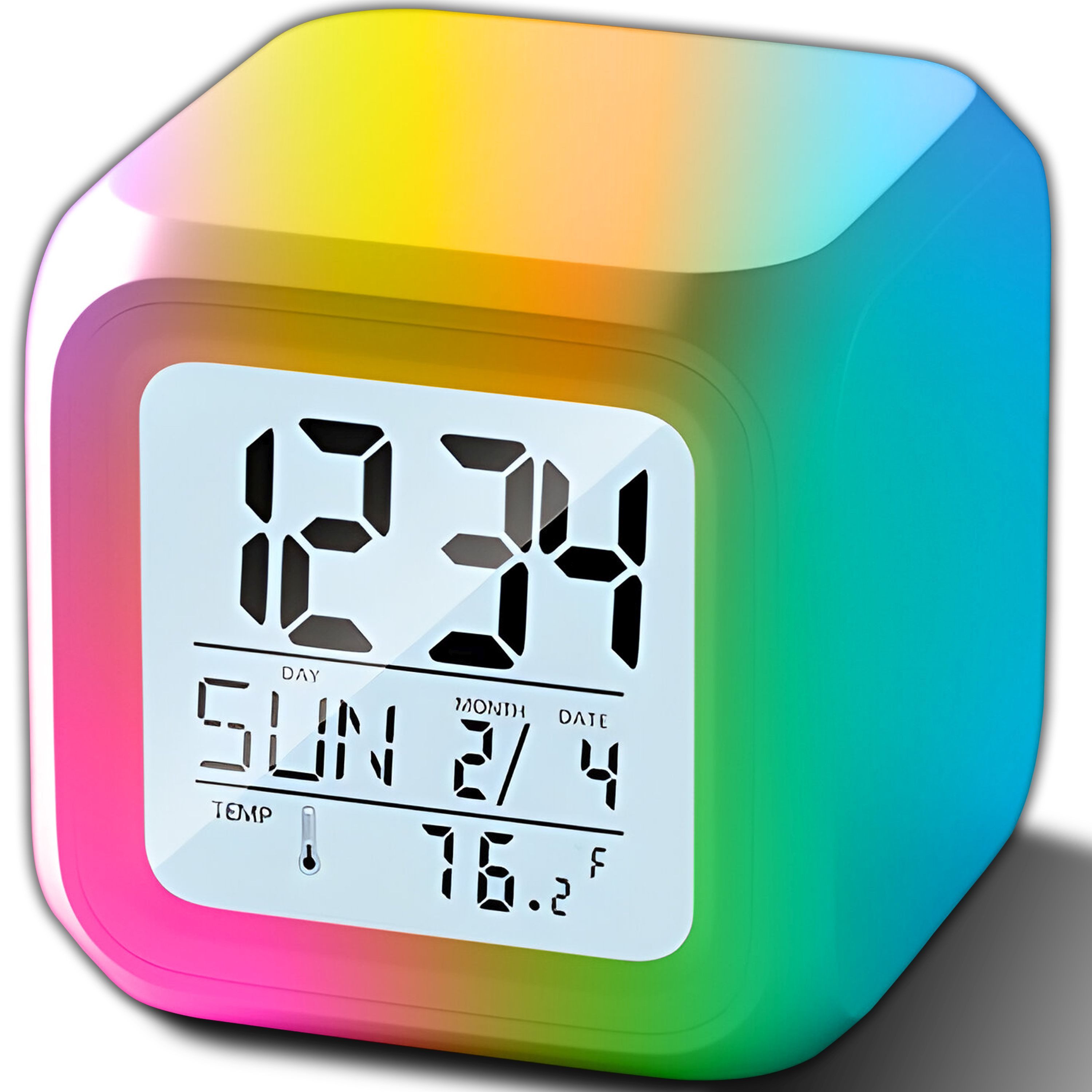 Retoo Wecker LED Wecker Digital Alarmwecker Uhr Kalender Beleuchtet Alarm 7 Farben, LCD-Display, 3 Moden des Leuchtens, Zeit, in zwei Formaten