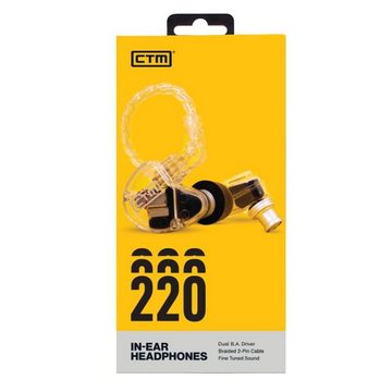 CTM Audio CE220 In Ear Monitor-Clear mit Tuch In-Ear-Kopfhörer (Voller Sound, Präzision, nicht zutreffend, Frequenzgang: 20 Hz bis 16 kHz, Kraftvoller Bass)