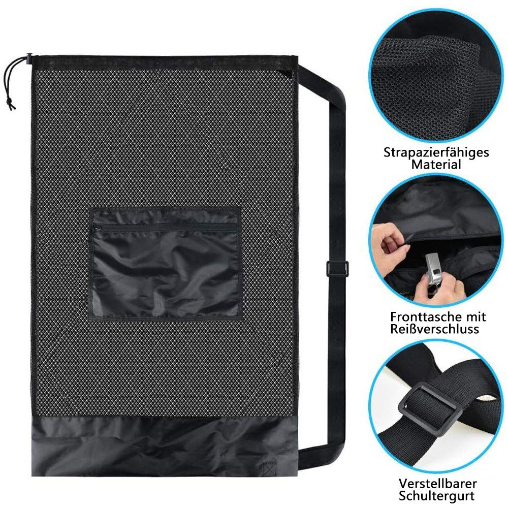 TUWENA Balltasche Extra Große Ballnetz, Tasche aus Netzgewebe, Tragbare Sports Ballnetz, Mit Kordelzug Schultergurt für Fußball Basketball Volleyball Rugbyball