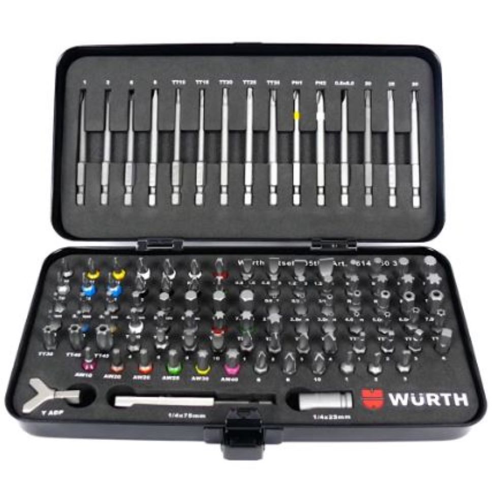 Bit-Set Würth Sicherheitsbit Sortiment 105-tlg Bitsatz im Koffer - 0614250300