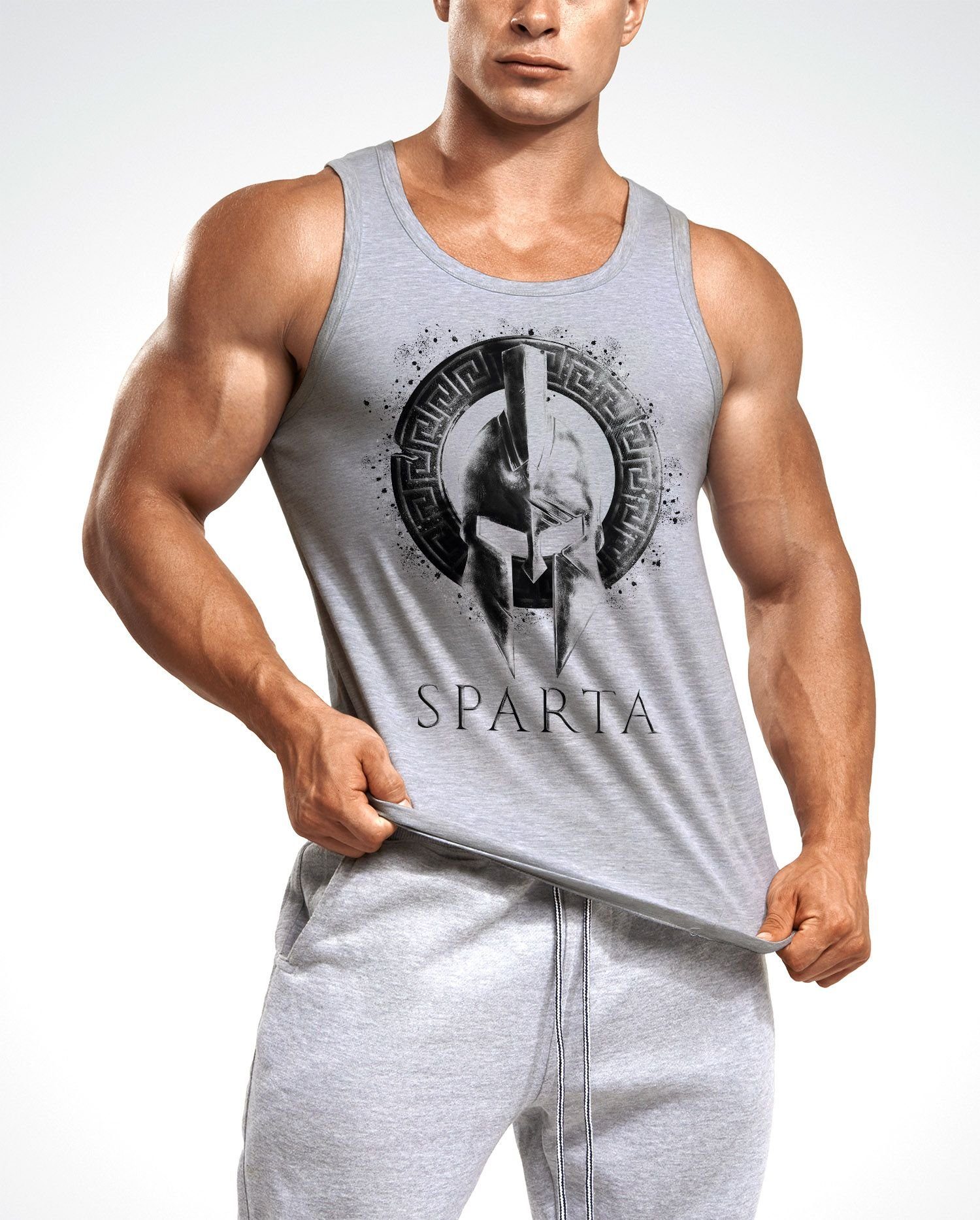 Neverless Tanktop Herren Tank-Top Aufdruck Sparta günstig online kaufen