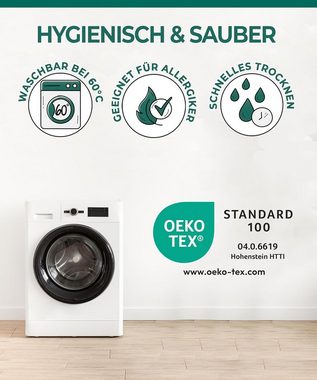 Kopfkissen Microfaser Wellness Kopfkissen, KNERST, Füllung: 100% Polyester, jede Schlafposition, Seitschläfer, Rückenschläfer, Seitenschläfer,Reißverschluss Füllung