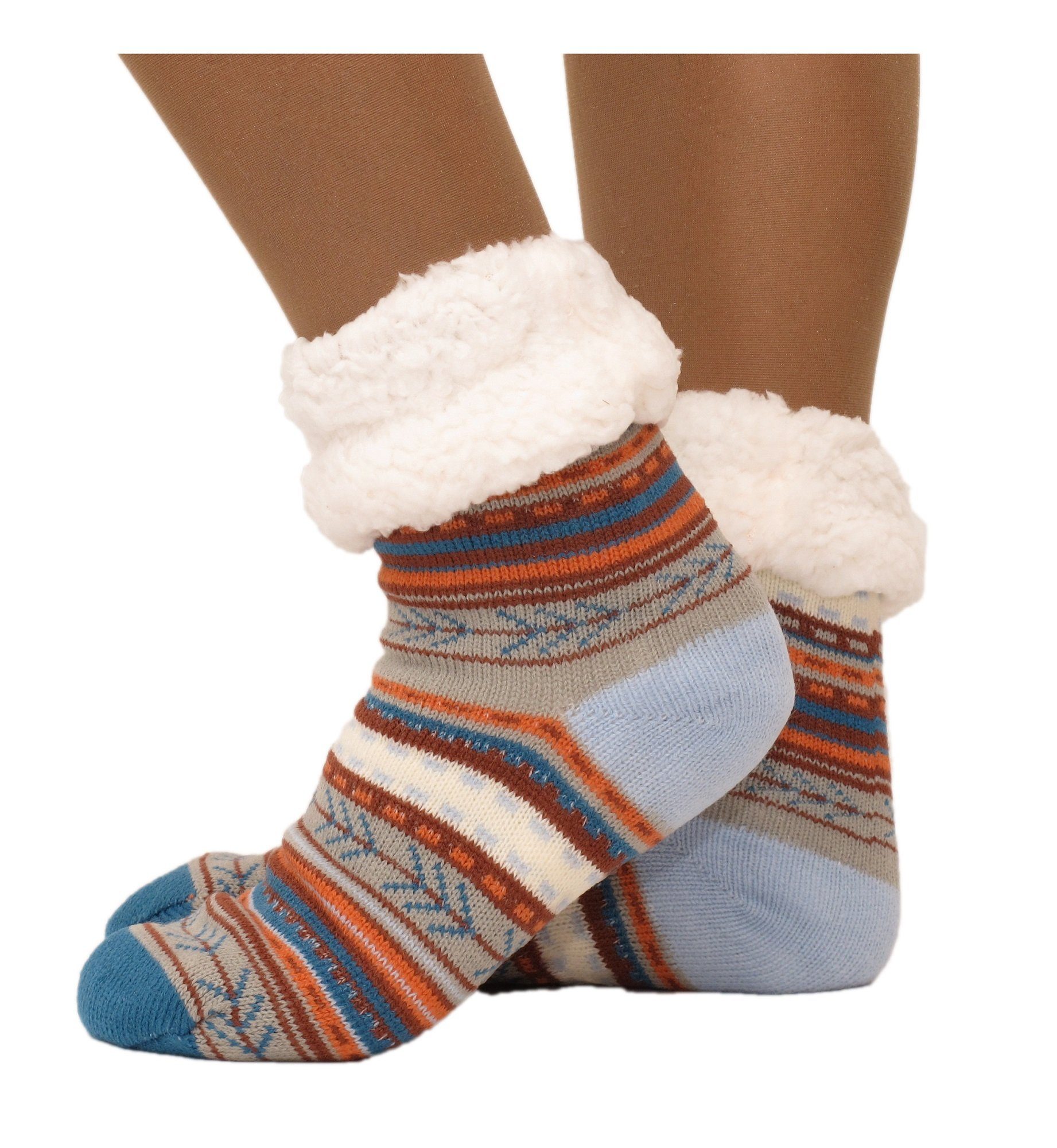 Markenwarenshop-Style Haussocken Hüttensocken Hüttenschuhe Hausschuhe India Style ABS Teddy 35-42