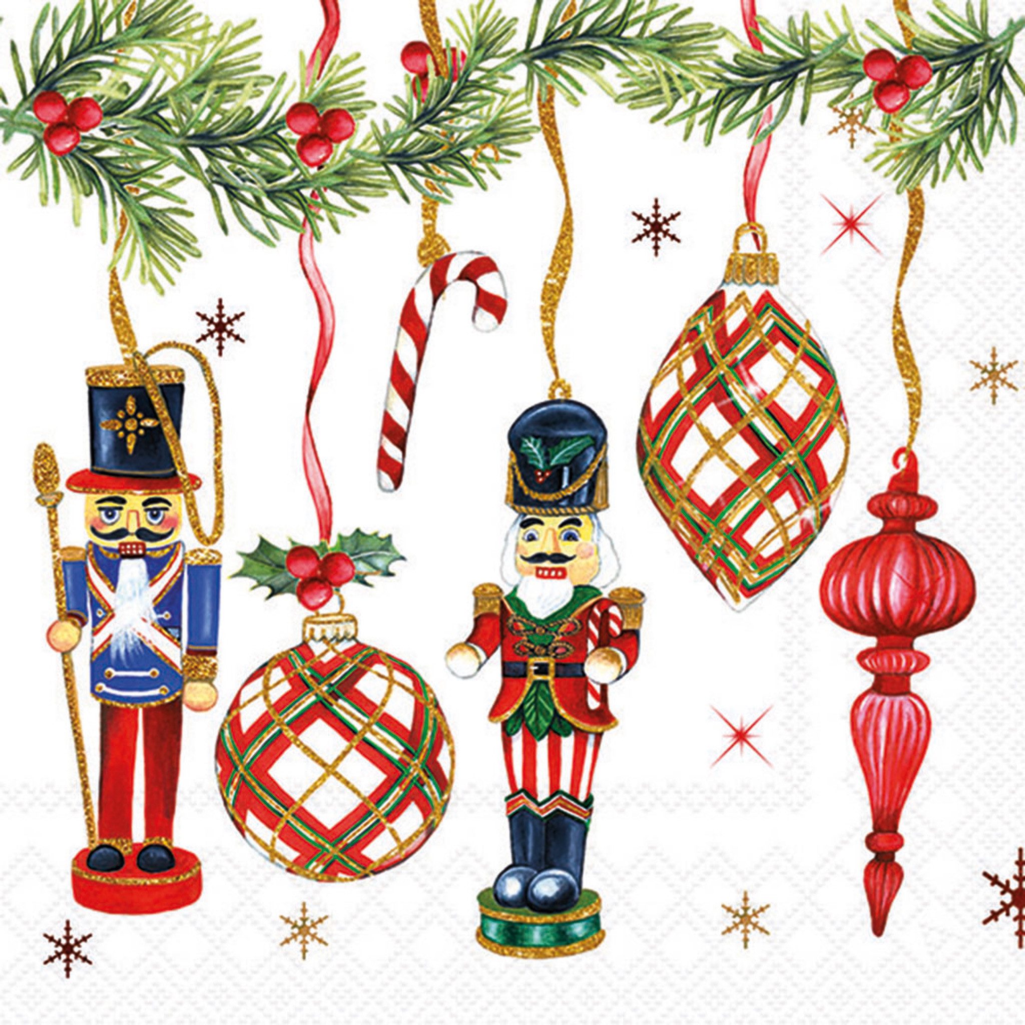 Ambiente Luxury Paper Products Papierserviette, Servietten Papier 33x33cm 3-lagig Weihnachtsanhänger Motiv 20 Stück