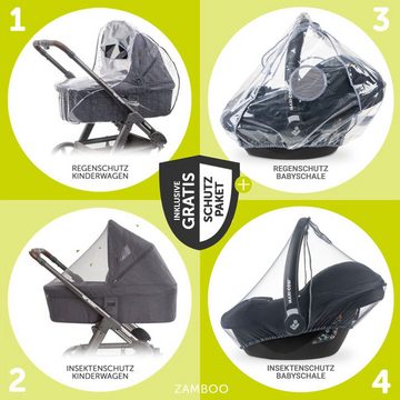 Hauck Kombi-Kinderwagen Walk N Care Air Trio Set - Dark Grey, 3in1 Kinderwagen Set mit Babyschale, Babywanne, Sportsitz & Zubehör