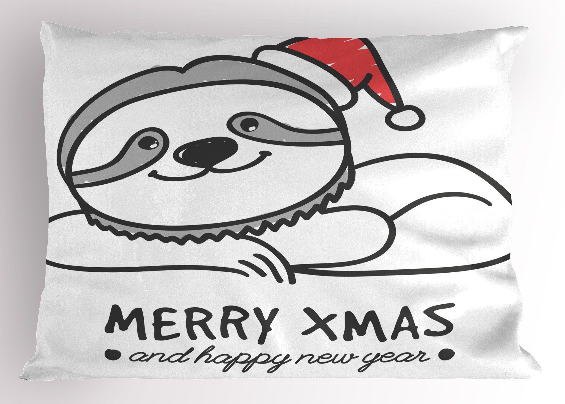 King Size Stück), Weihnachten Hat (1 Kissenbezüge Kissenbezug, Gedruckter Faultier Abakuhaus Standard Dekorativer Sloth