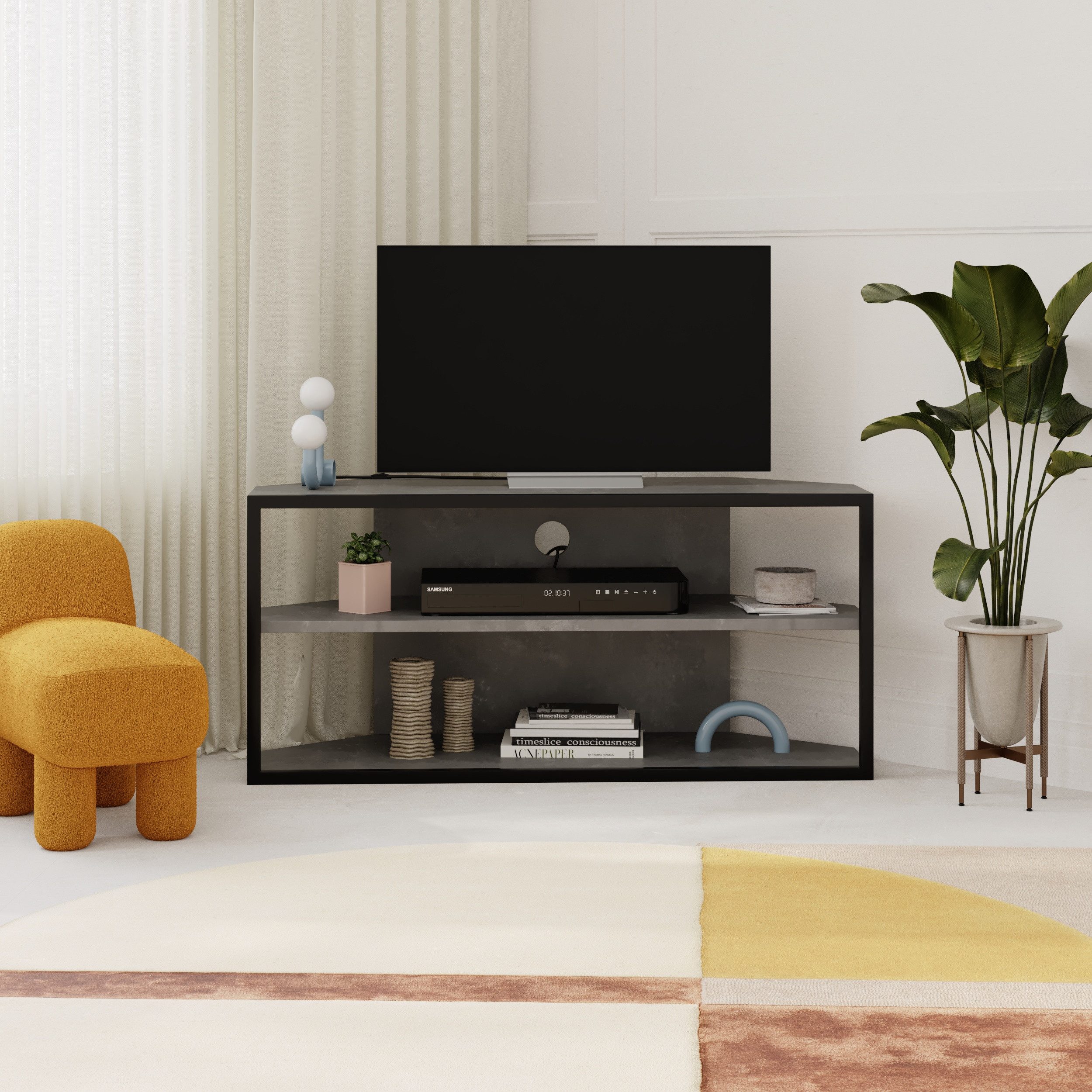 Decortie TV-Ständer ECHO, (bis 50,00 Zoll, Moderner ECK TV-Ständer, 37 x 45 x 98 cm)