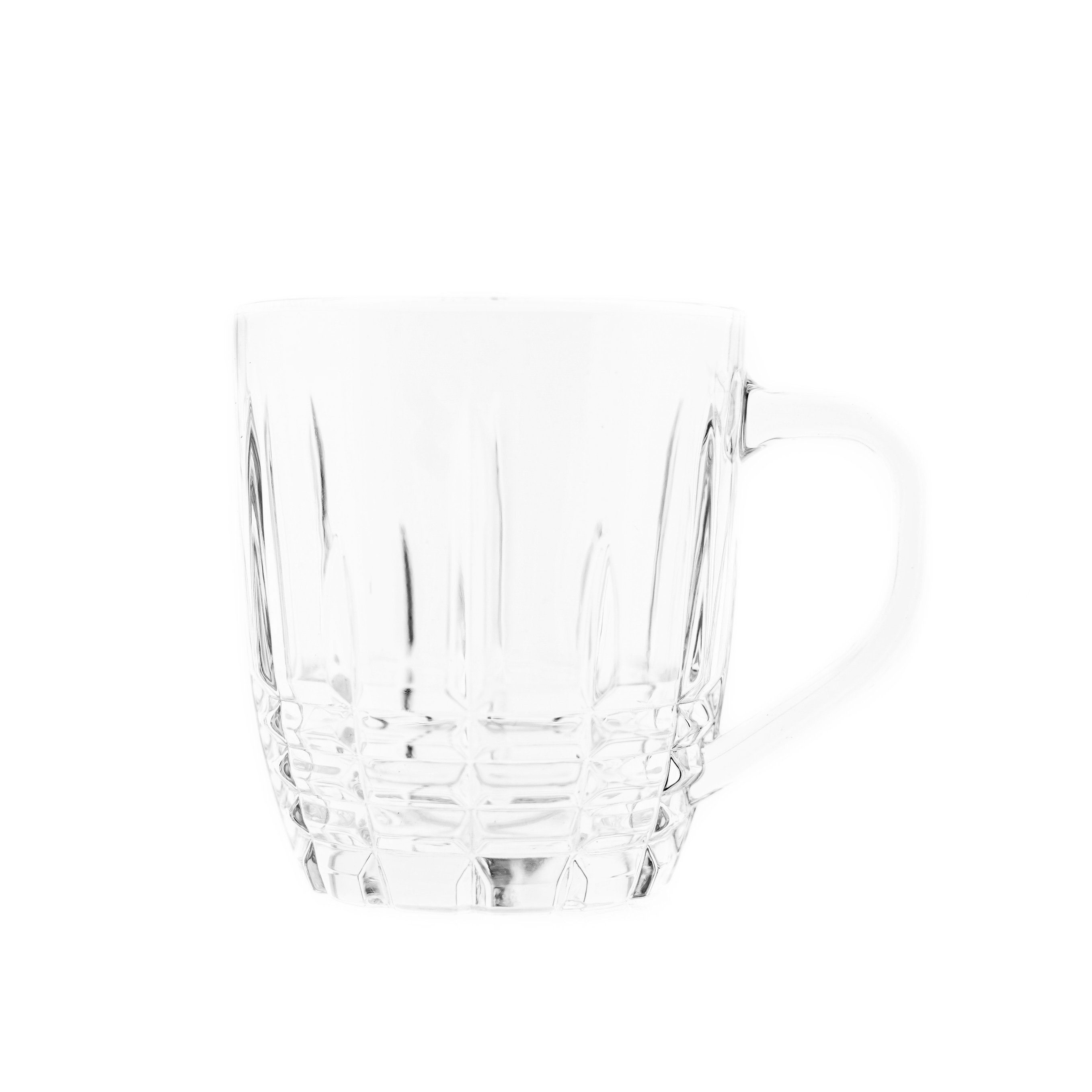 Almina Teeglas 6er-Gläser Set mit Henkel Teeglas Kaffeeglas Transparent mit Design, 6-tlg.