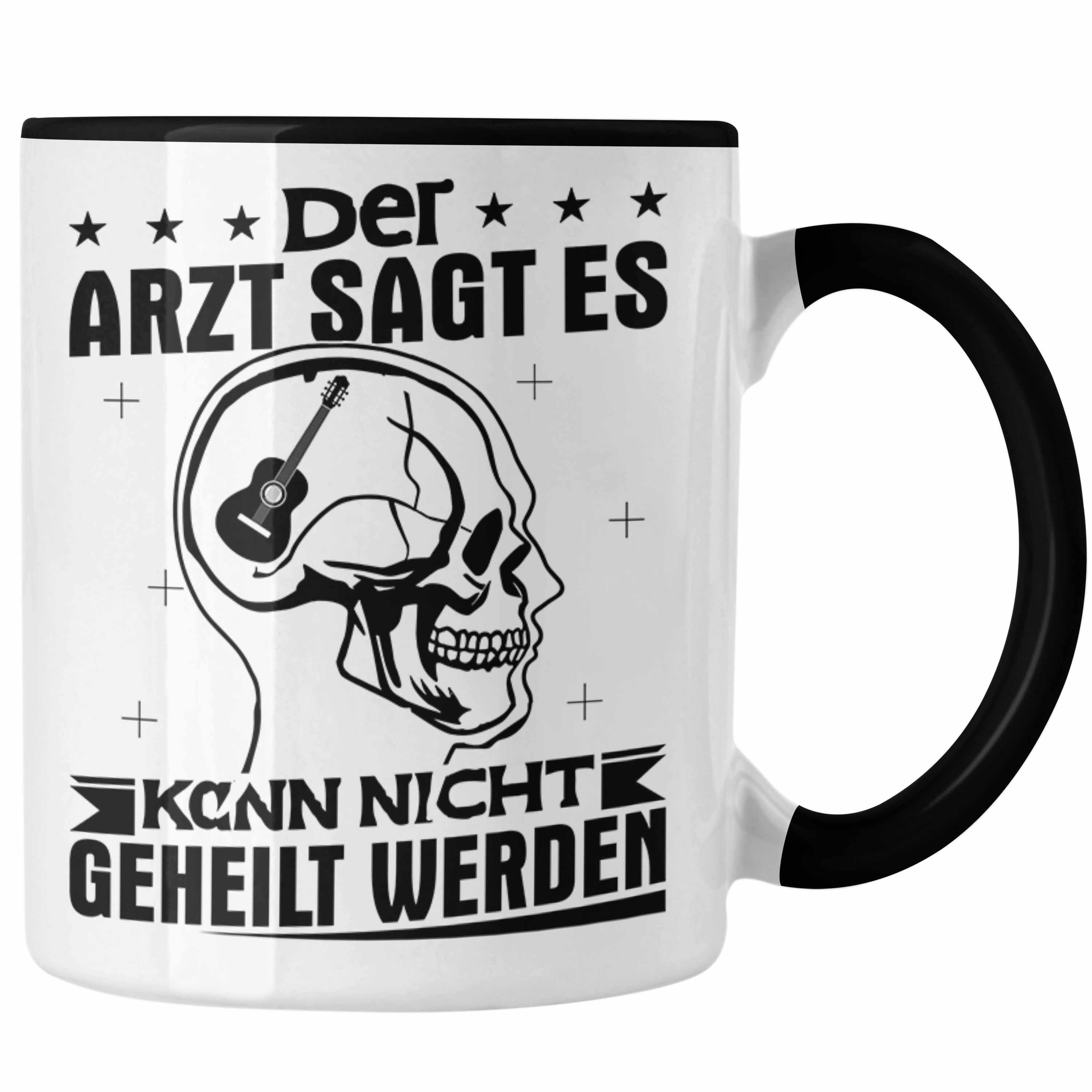 Trendation Tasse Gitarrenspieler Geschenkidee Tasse Spruch Gitarre Schwarz Kaffee-Bech Geschenk