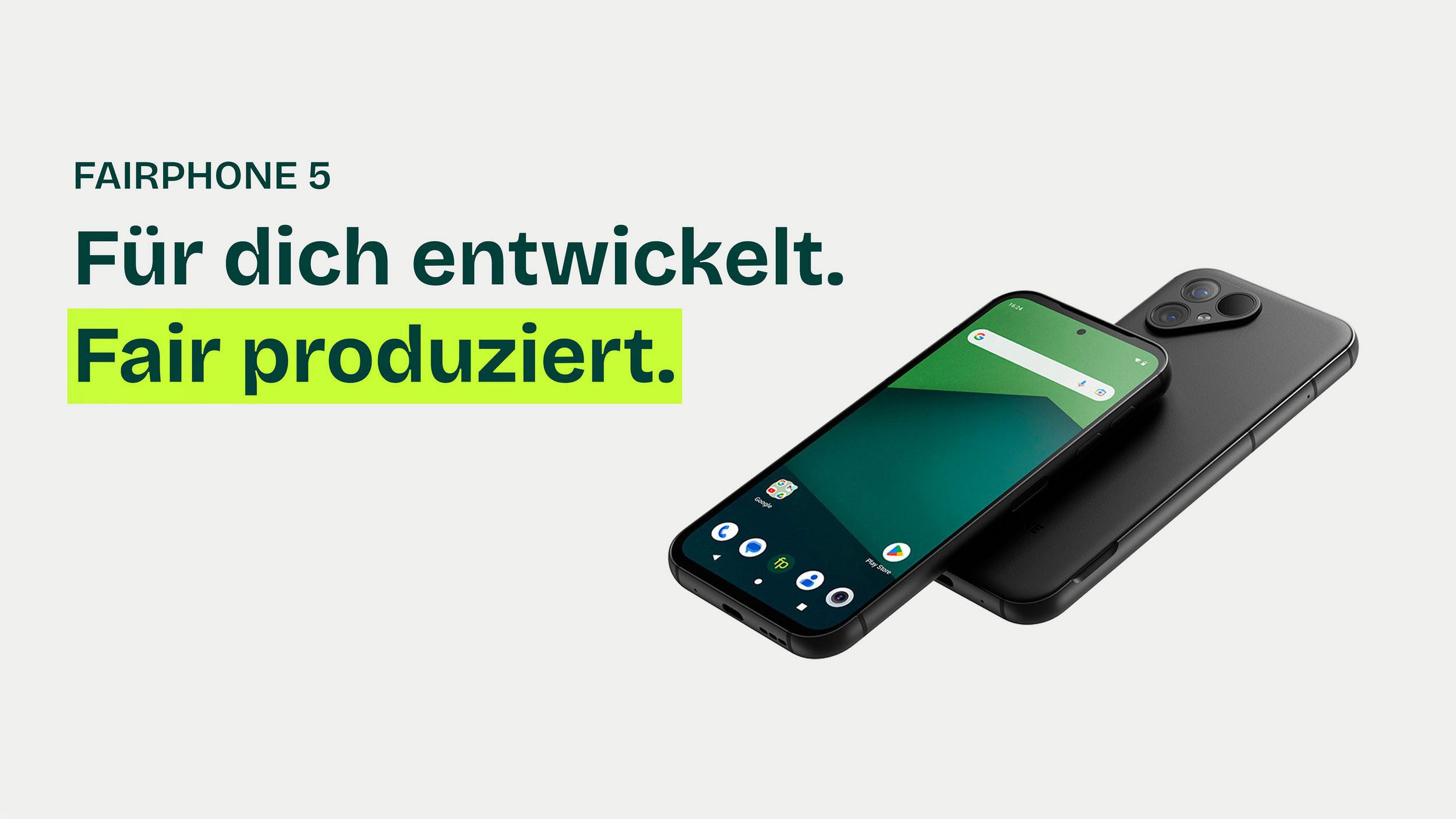 Fairphone Das Fairphone (Gen. 5) Smartphone (16,4 cm/6,46 Zoll, 128 GB Speicherplatz, 50 MP Kamera)