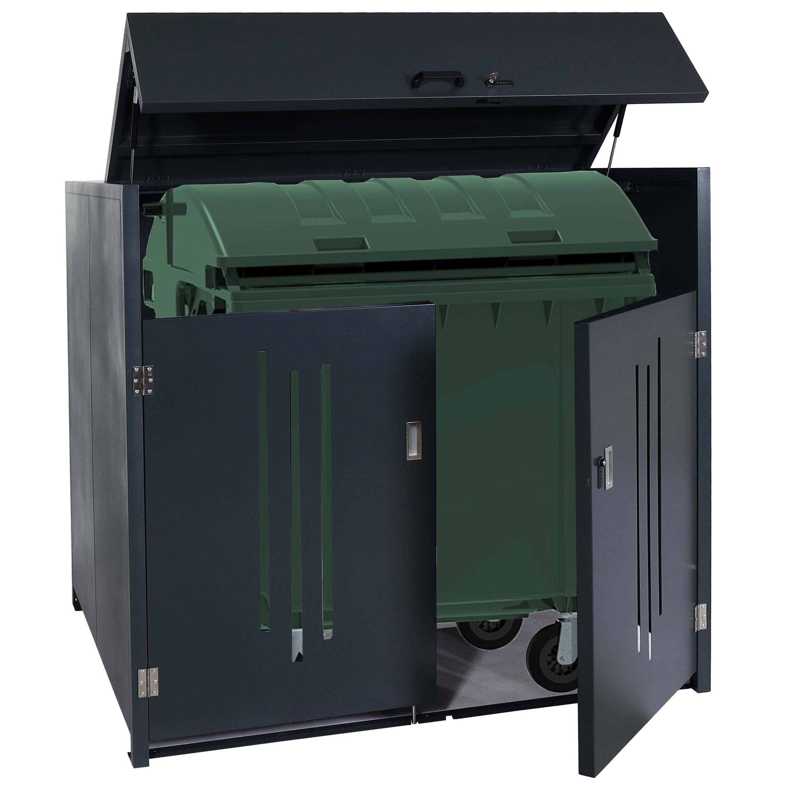 MCW Mülltonnenbox MCW-M54, Schneelast bis 150kg/m², Windbeständigkeit bis 90km/h