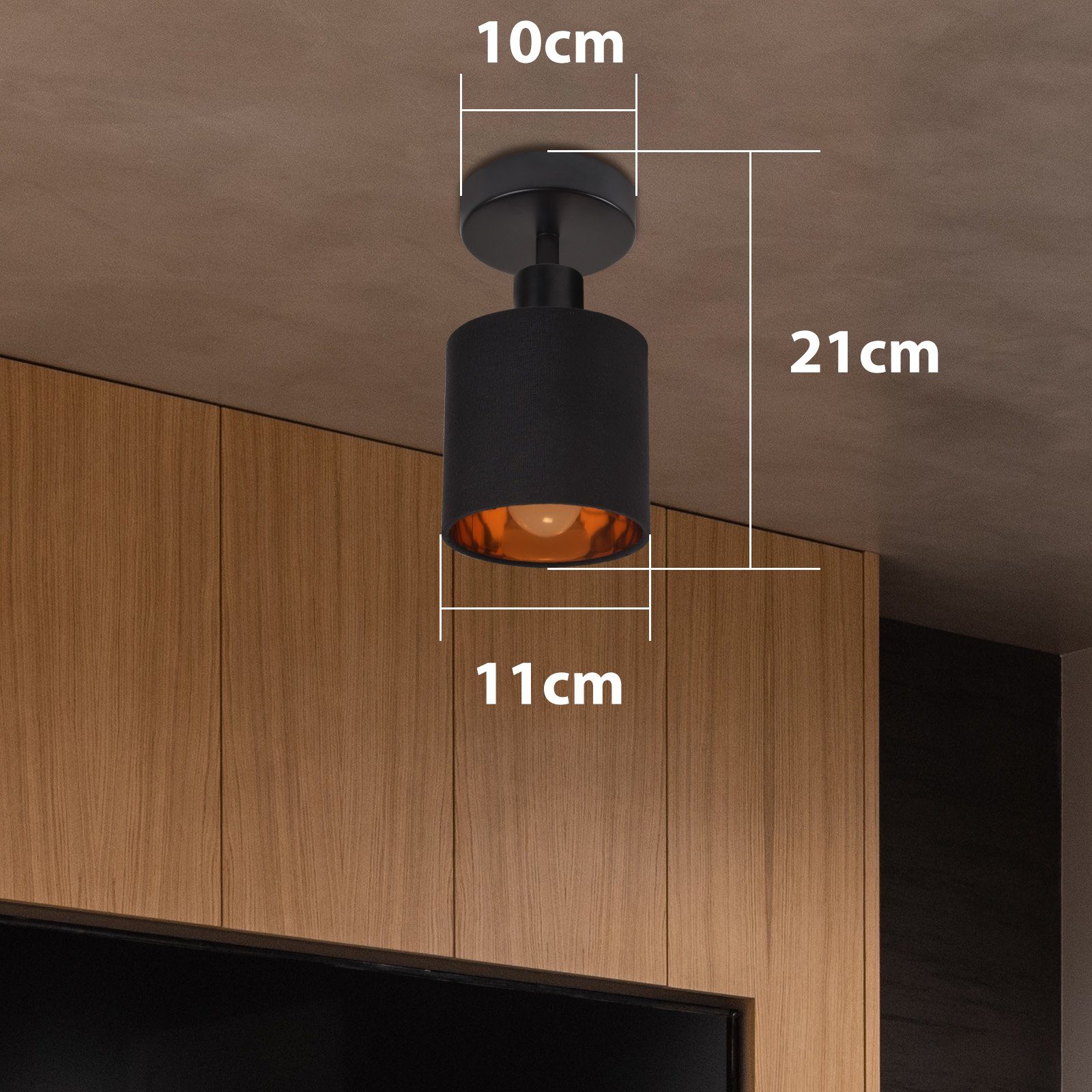 ZMH Deckenstrahler Deckenleuchte Vintage Schwenkbar 350° E14 Wohnzimmer, ohne Leuchtmittel, Schwenkbar E14 X Schwarz – Bild 4 von 5