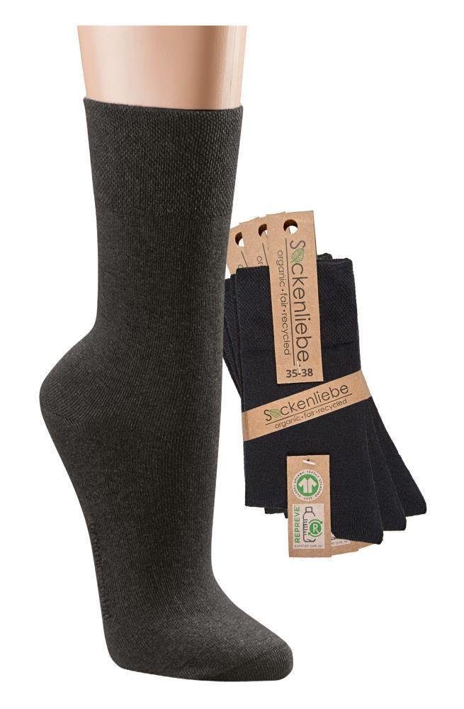 Wowerat Socken Schwarze Socken mit 78% Biobaumwolle und rececelten PET Flaschen (6 Paar)