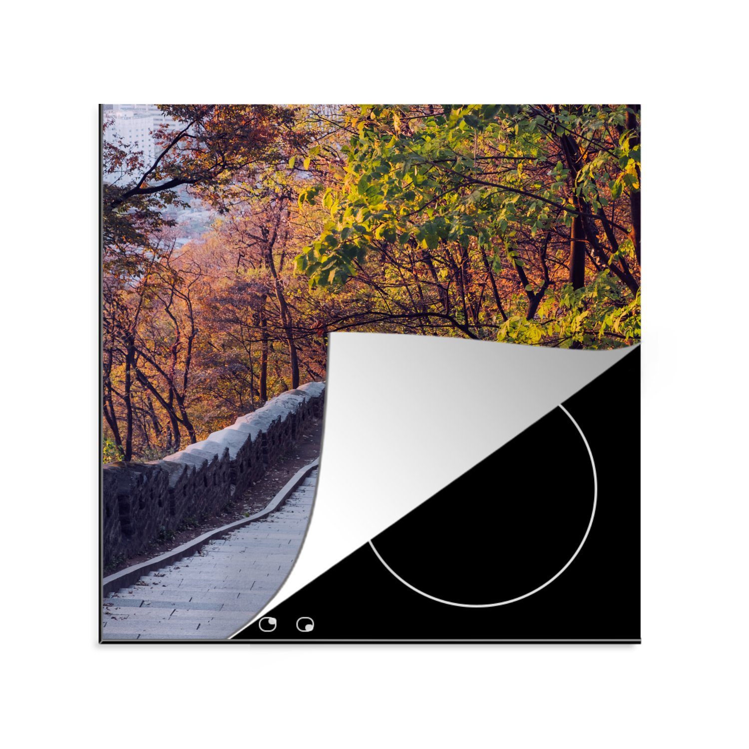 Treppe Arbeitsplatte 78x78 Ceranfeldabdeckung, zum Herdblende-/Abdeckplatte Vinyl, cm, Zuis Korea, tlg), küche (1 für Namsan in MuchoWow