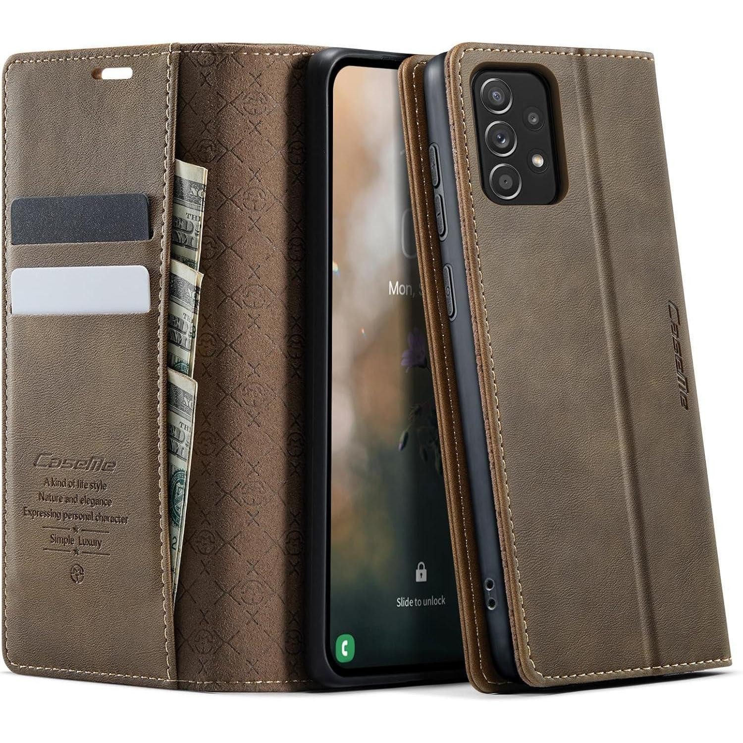 LuxusKollektion Flip Case Handyhülle Samsung GalaxyA52S 5G Klapphülle RFID Luxury Braun mit RFID