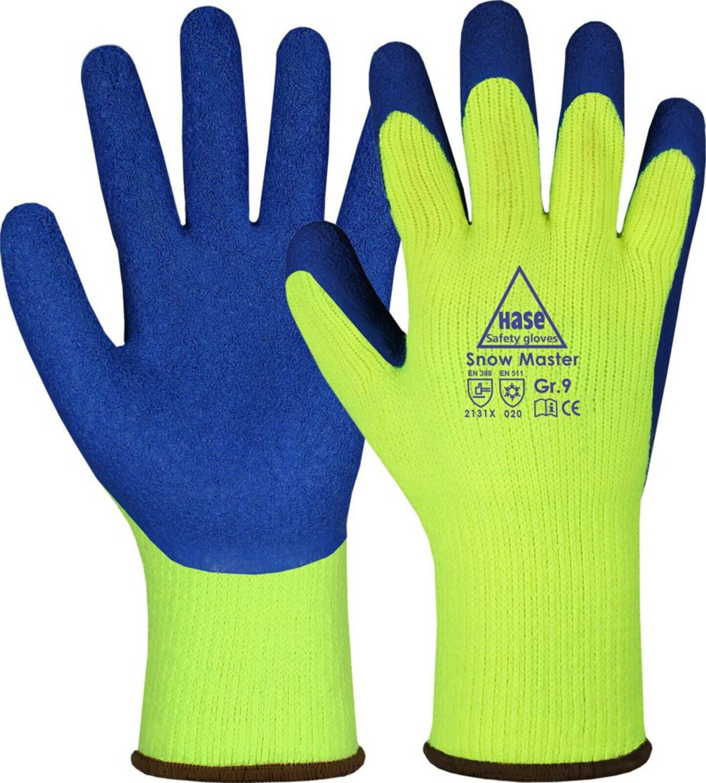 Hase Safety Gloves Winter-Arbeitshandschuhe Winterhandschuh Snow Master Latex neon gefüttert 508630 (Packung, 10-St., VPE= 10-100 Paar Gr. 8-11) Atmungsaktiv/schrumpfgerauter Latex