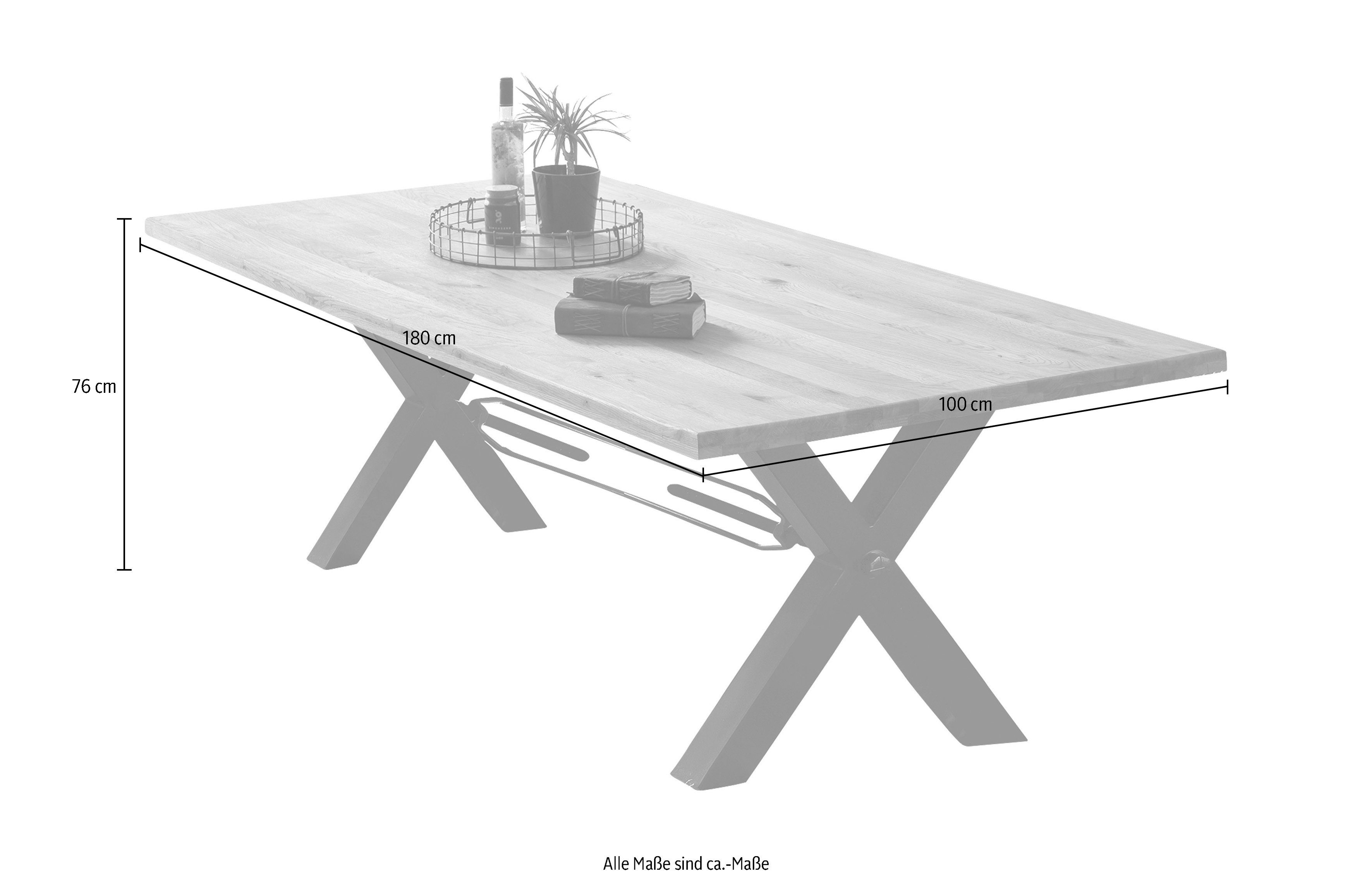 SIT Esstisch, X-Gestell im Natur/Antikbraun Antiklook | Antikbraun industriellen