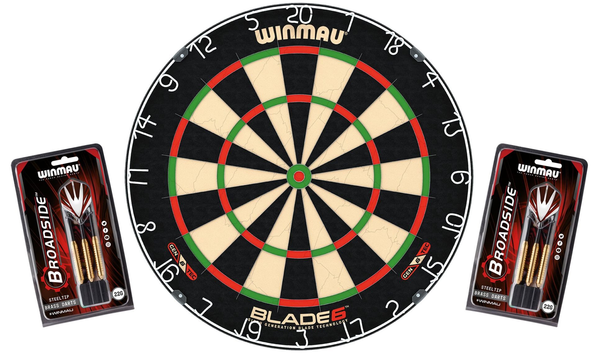 Winmau Dartscheibe Dartboard Original Blade 6 + 2 Steeldart Sets Broadside Brass, Dartscheibe Dart Scheibe Darts