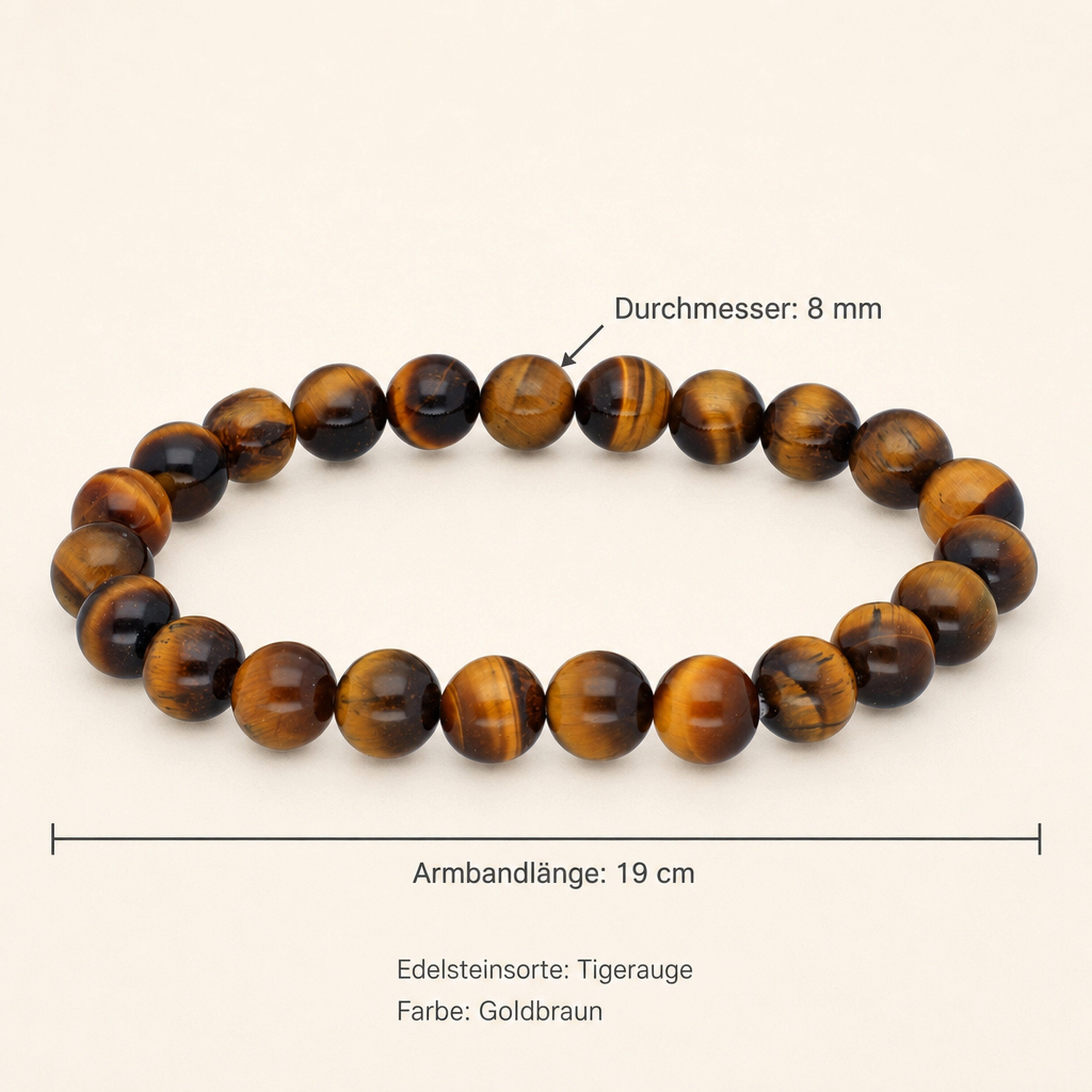 Lebensquelle Plus Armband Tigerauge Kugelarmband, 8 mm – Bild 3 von 5