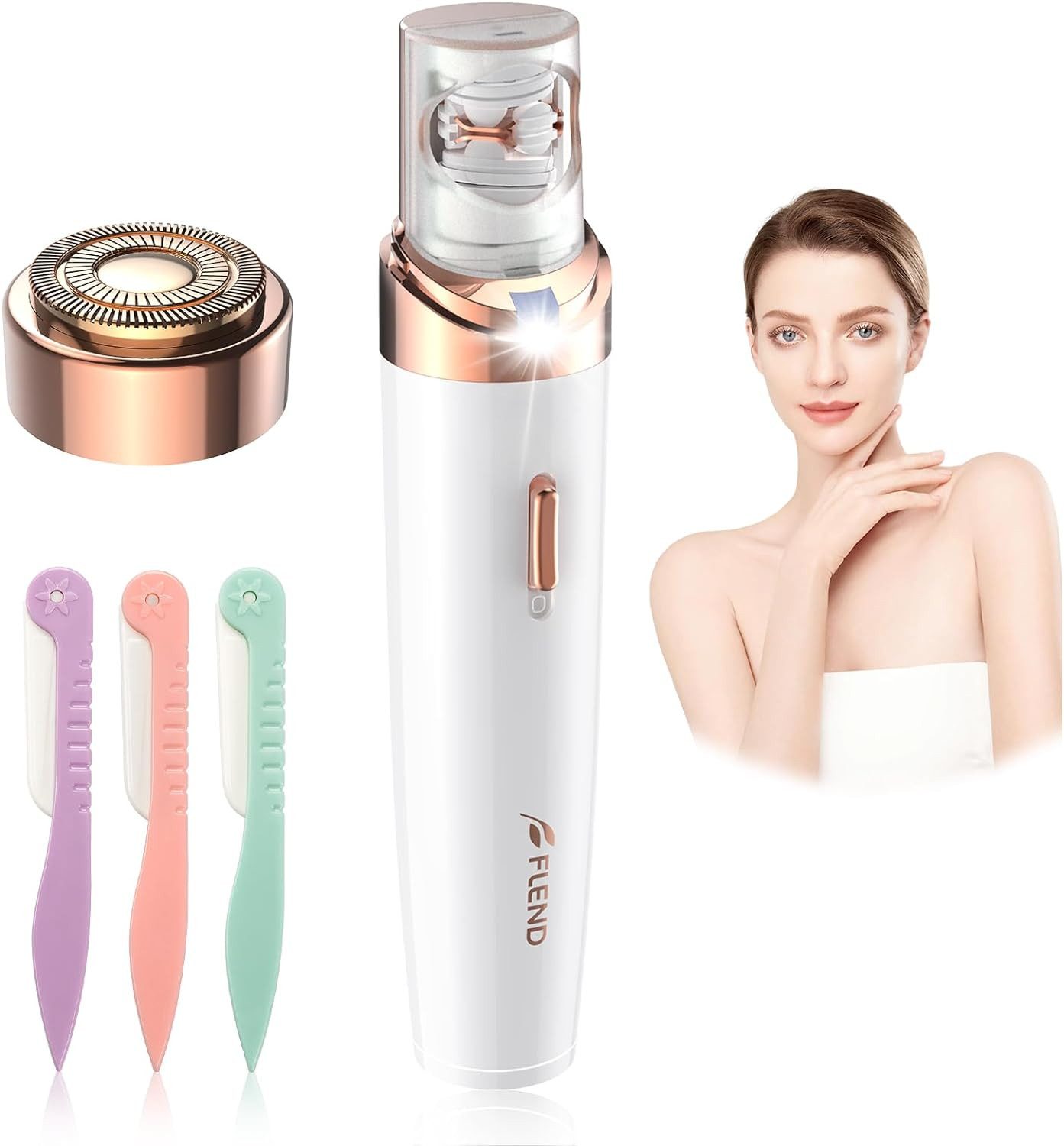 feinlux Epilierer Epilierer,2 in 1Epilierer, Aufsätze: 2 St., Glatter Epilierer Trimmer Reise Set, Haarentfernung für Frauen Beine/Gesicht/Bikini/Arme