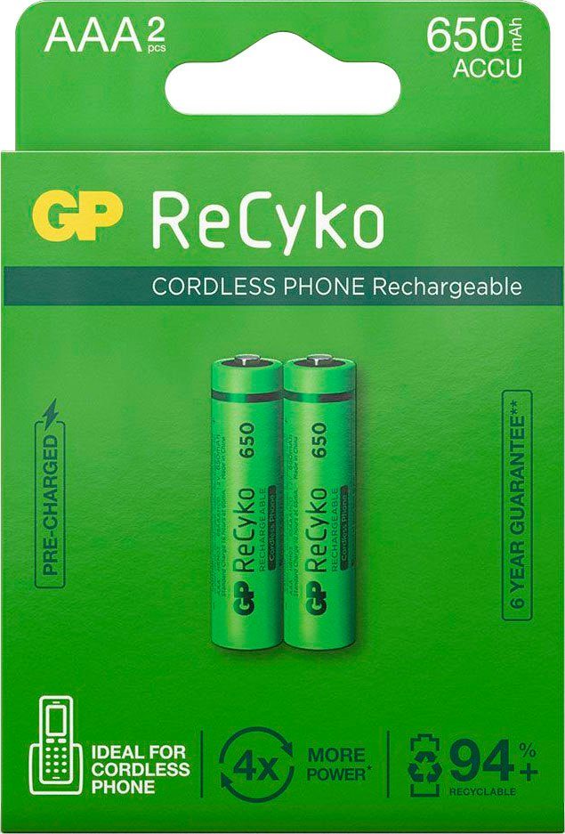 St) ReCyko 2er Akku AAA mAh mAh Pack Akku 650 NiMH (2 AAA GP Batteries 650 1,2V GP