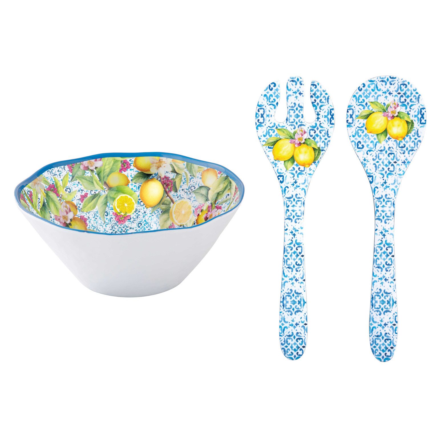 EasyLife Salatschüssel Ischia, Melamin, Spülmaschinengeeignet, Mehrfarbig, Zitronen, H: 12cm
