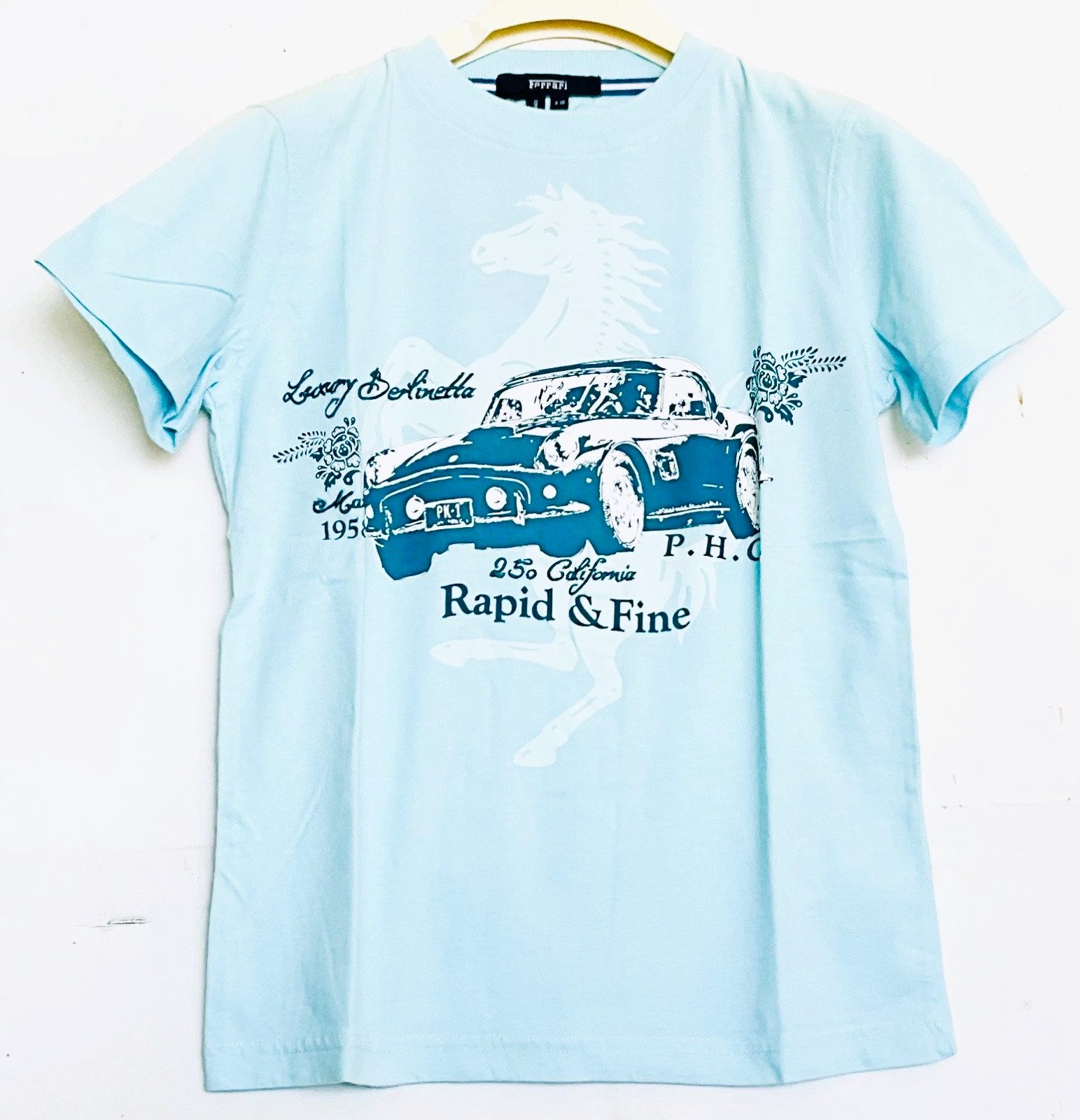 Ferrari Print-Shirt Ferrari Kinder T-Shirts, Ferrari Boy T- Shirt 250 California, Blau Rundhalsausschnitt