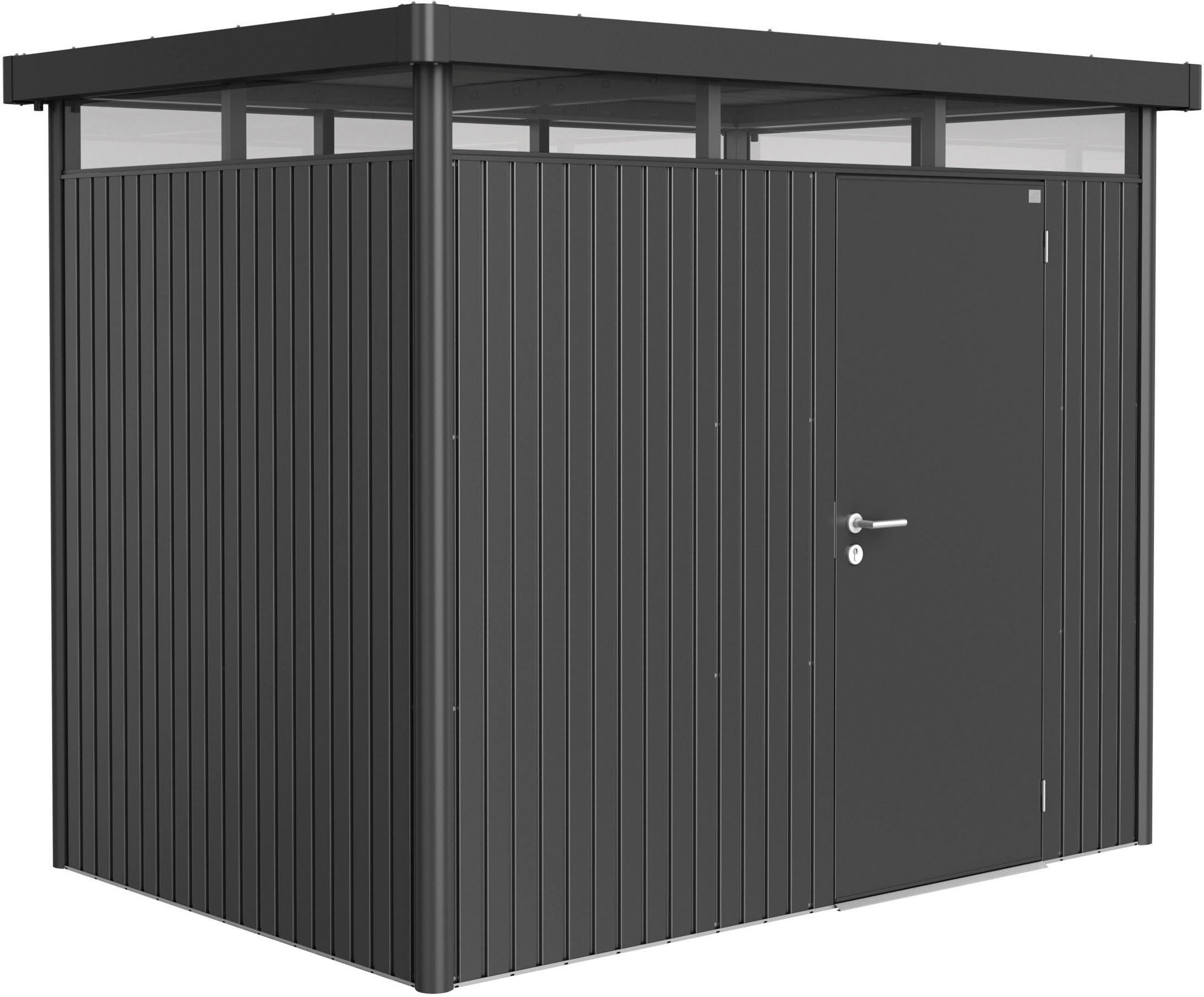 Biohort Gerätehaus HIGHLINE Gr. H2, verschiedene Farben, BxT: 275x195 cm, stylisches Metall-Gartenhaus mit Flachdach