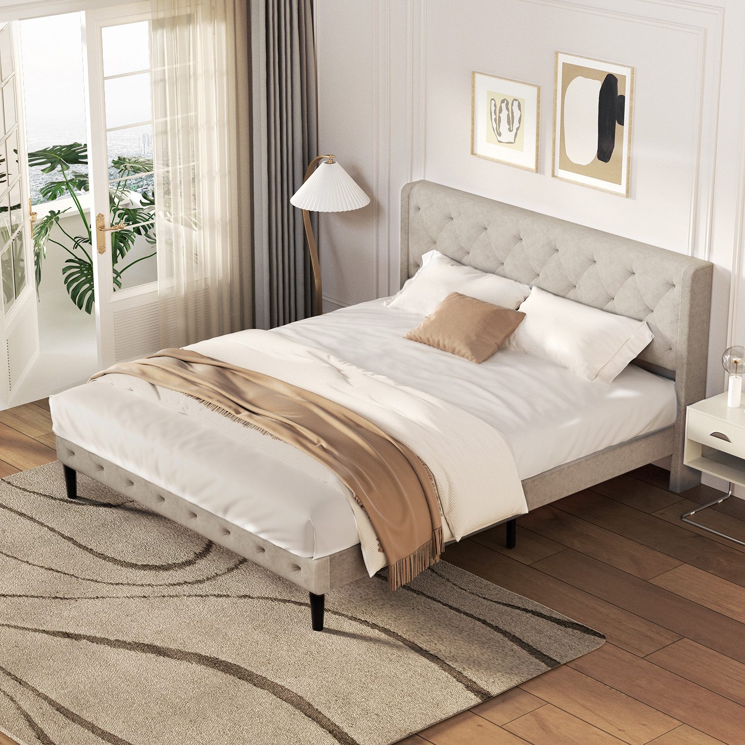 Lexzurn Polsterbett Polsterbett 140x200 cm Bett mit Lattenrost (Doppelbett günstig online kaufen