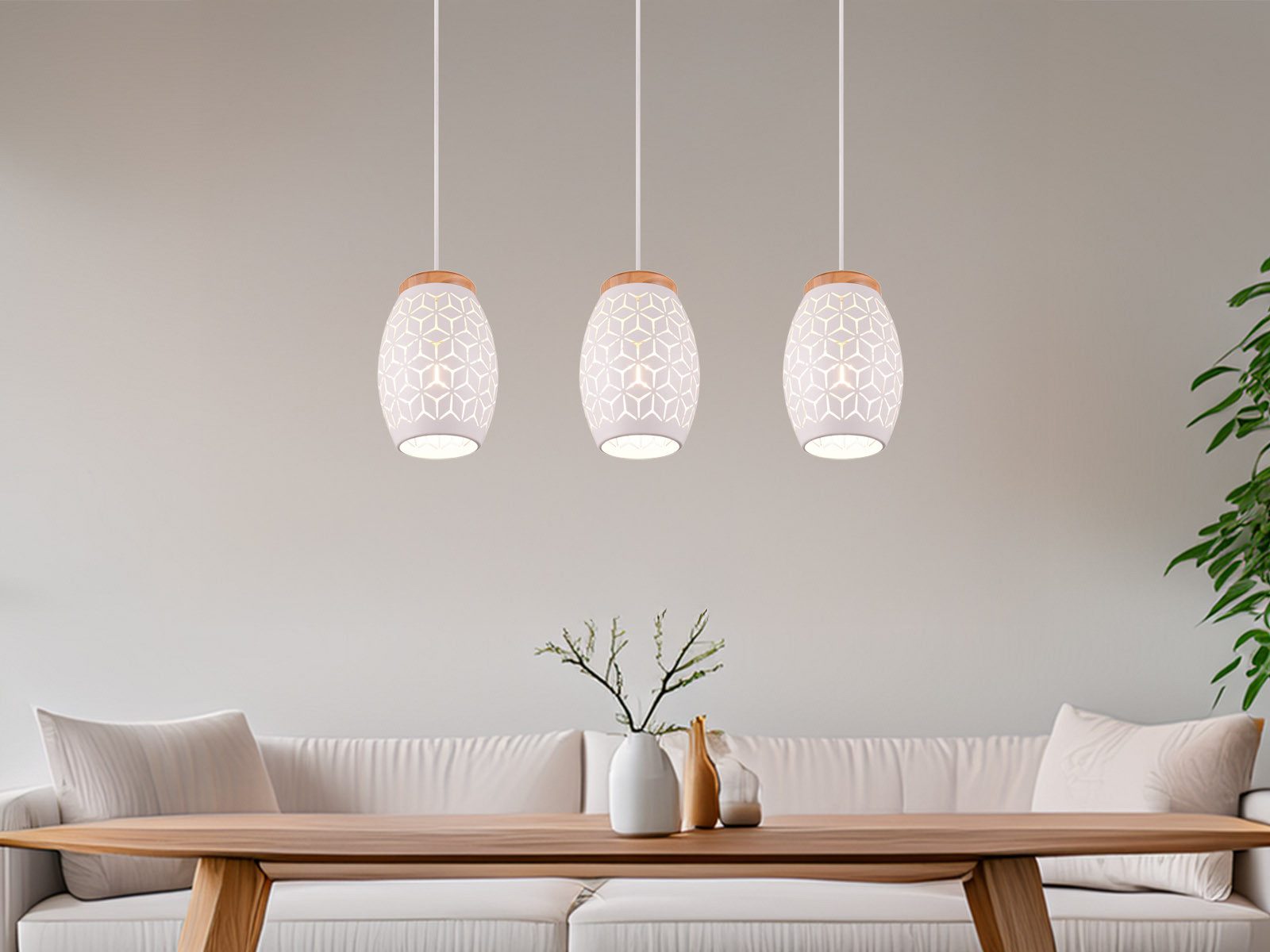 Reality Leuchten LED Pendelleuchte, Dimmfunktion, LED wechselbar, über Lichtschalter in 3 Stufen dimmbar, warmweiß, ausgefallene dreiflammig hängend für über Kücheninsel Esstisch B: 71cm