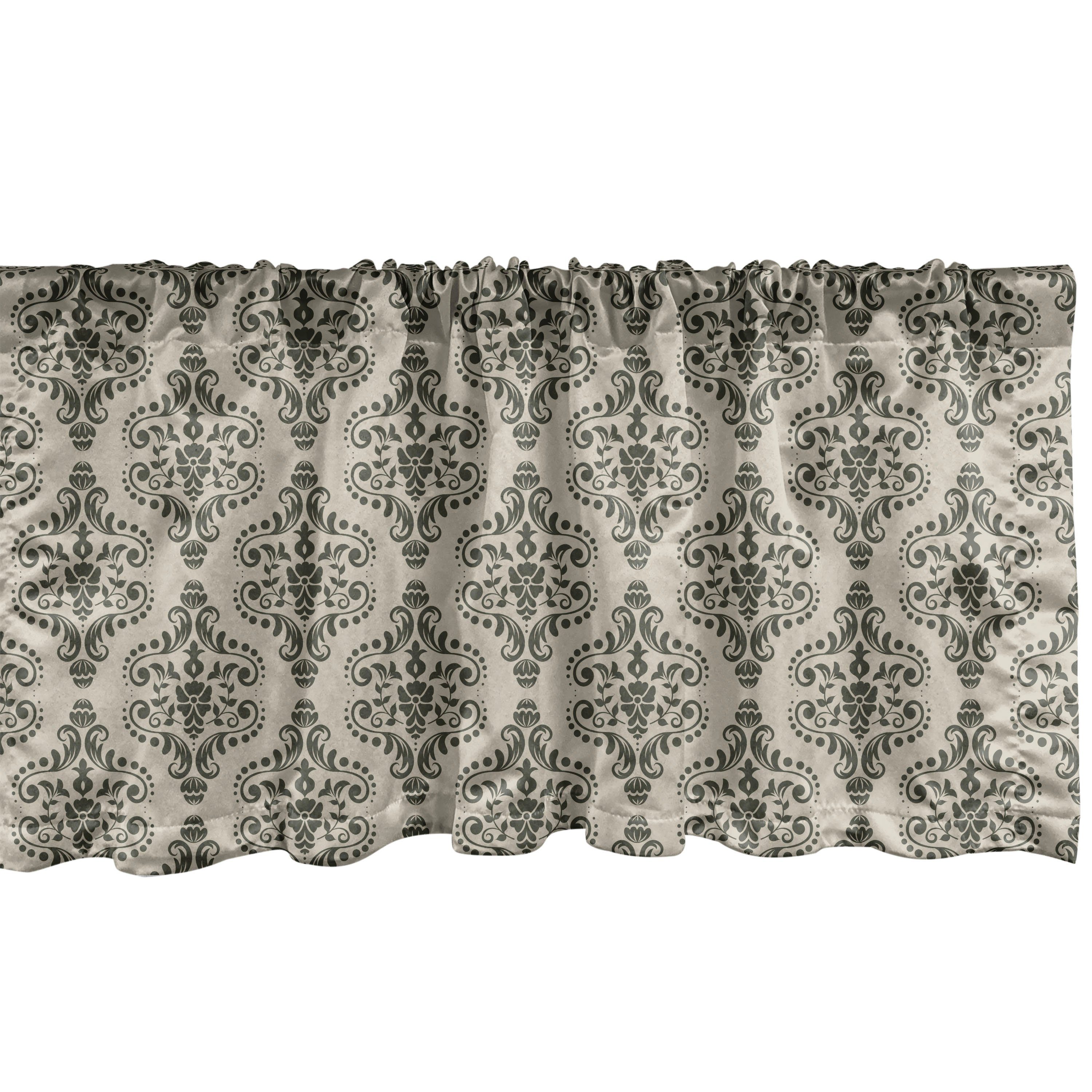 Scheibengardine Vorhang Volant für Küche Schlafzimmer Dekor mit Stangentasche, Abakuhaus, Microfaser, Viktorianisch Damast-Muster-Shapes
